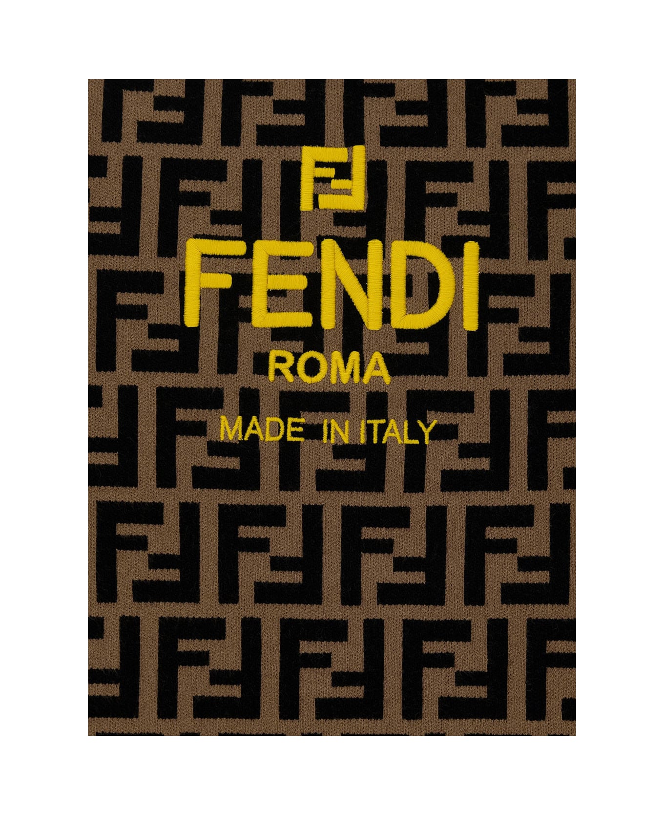Fendi Beige And Tobacco Sweater With Ff Motif And Logo Detail In Viscose Blend Boy - Brown