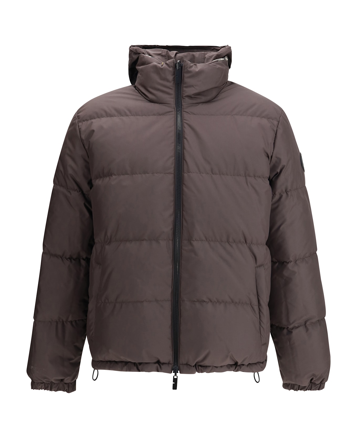Burberry Reversible Check Snowdon Puffer Jacket - BROWN/GREY