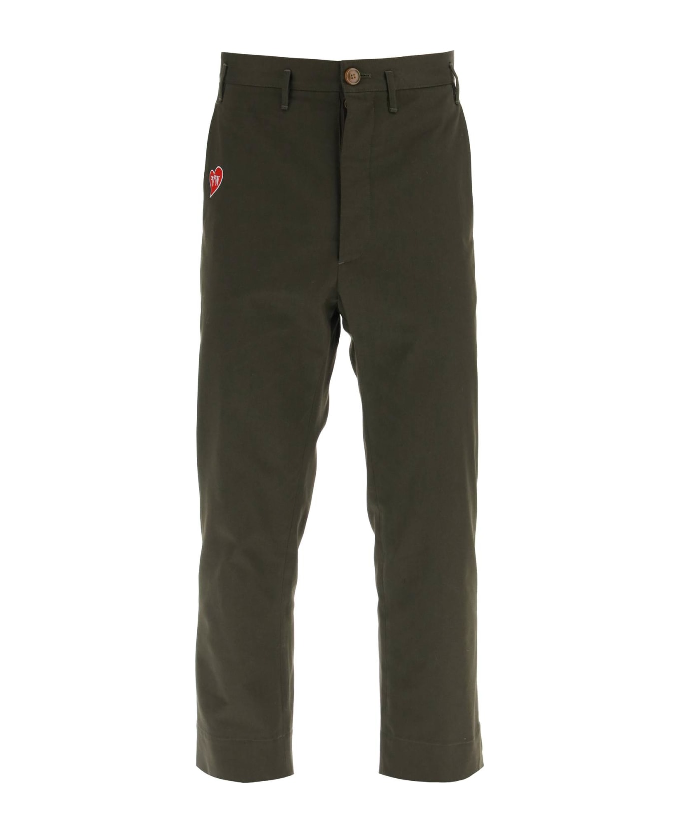 Vivienne Westwood Cropped Cruise Pants Featuring Embroidered Heart-shaped Logo - MILITARY GREEN (Green)