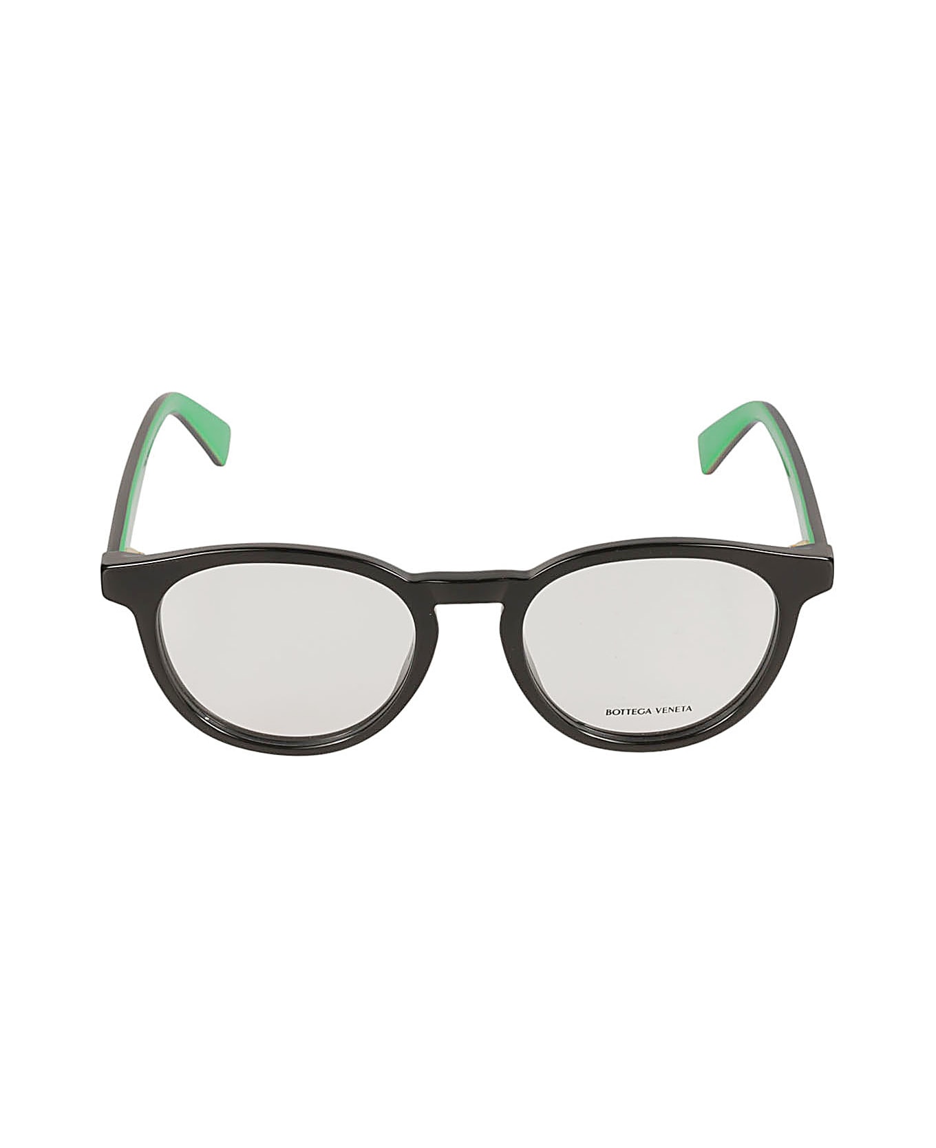 Bottega Veneta Eyewear Classic Round Frame Glasses - Black/Transparent アイウェア