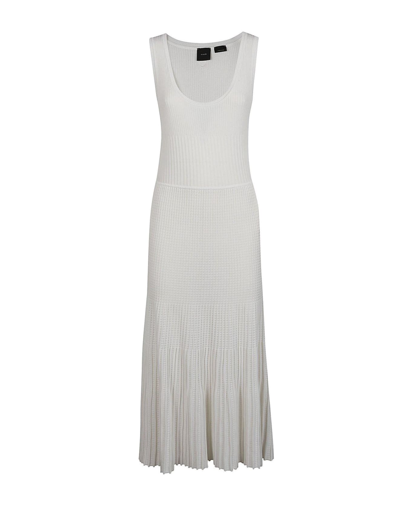 Pinko Sleeveless Pleated Midi Dress Pinko - WHITE