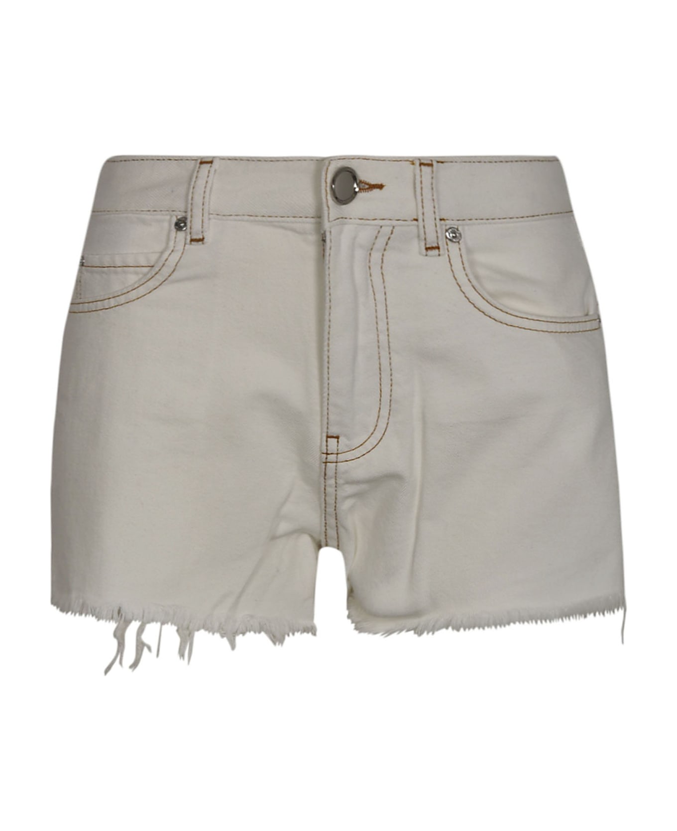 Pinko White Cotton Shorts - BIANCO BIANCANEVE
