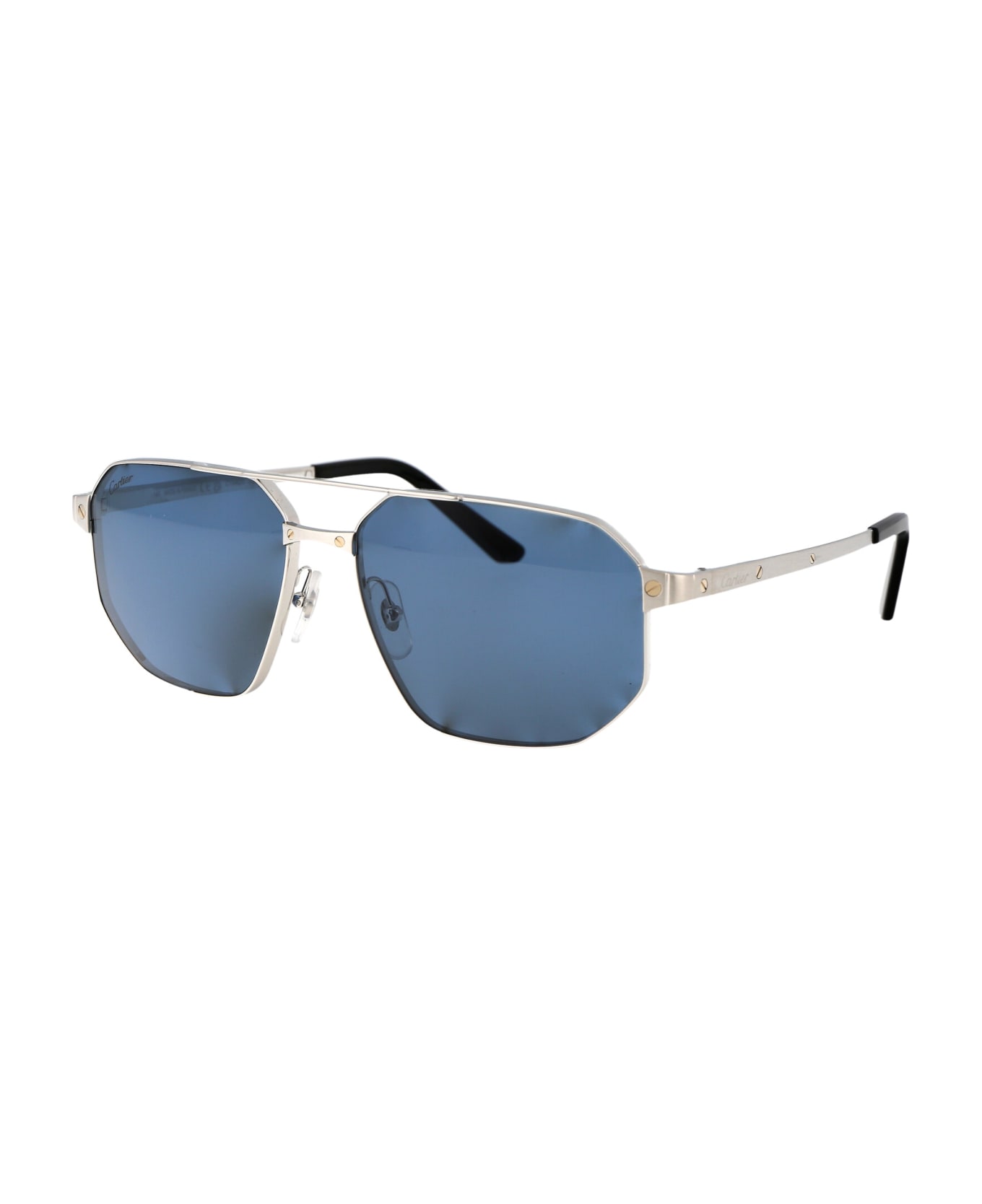 Cartier Eyewear Ct0462s Sunglasses - 002 SILVER SILVER BLUE