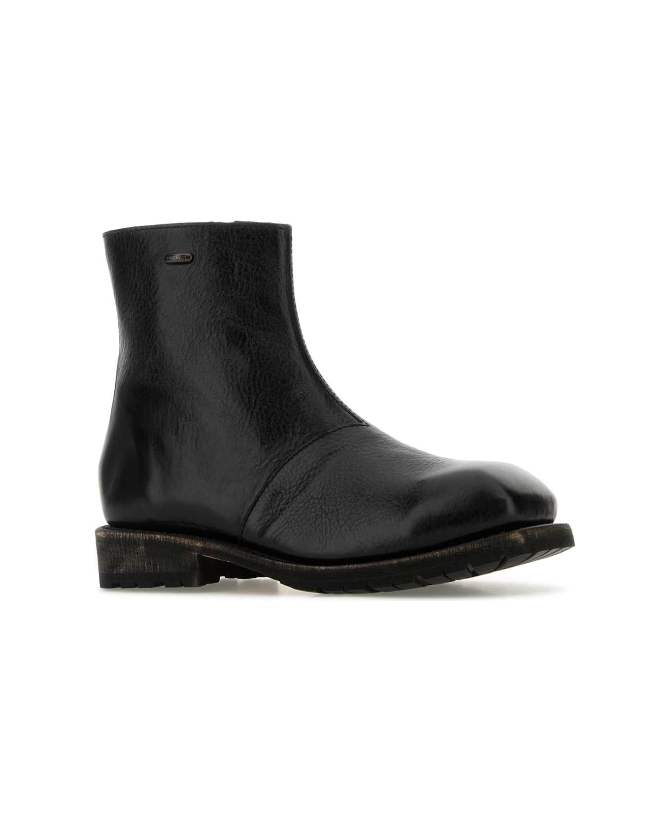 Our Legacy Black Leather Engine Ankle Boots - DEEP BLACK LEATHER