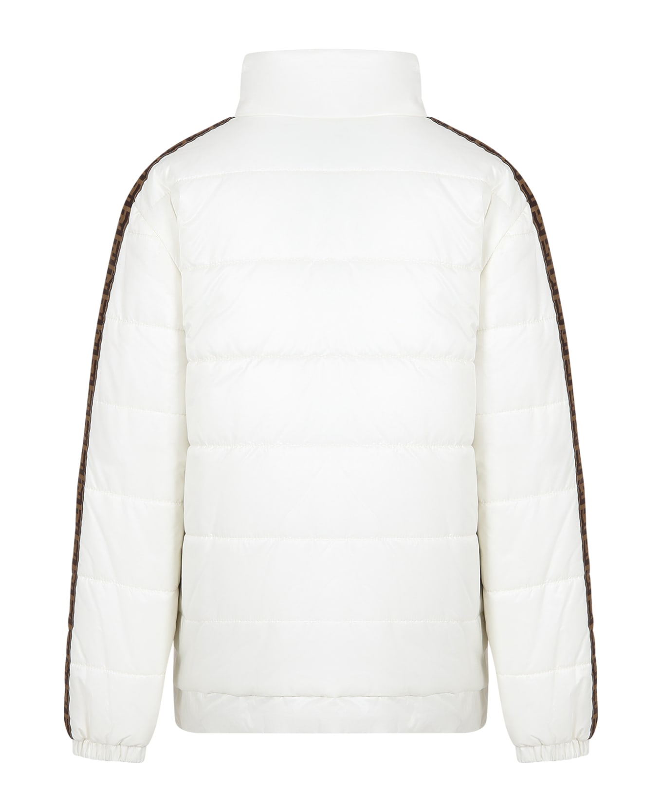 Fendi Ivory Reversible Padded Jacket For Kids - White コート＆ジャケット