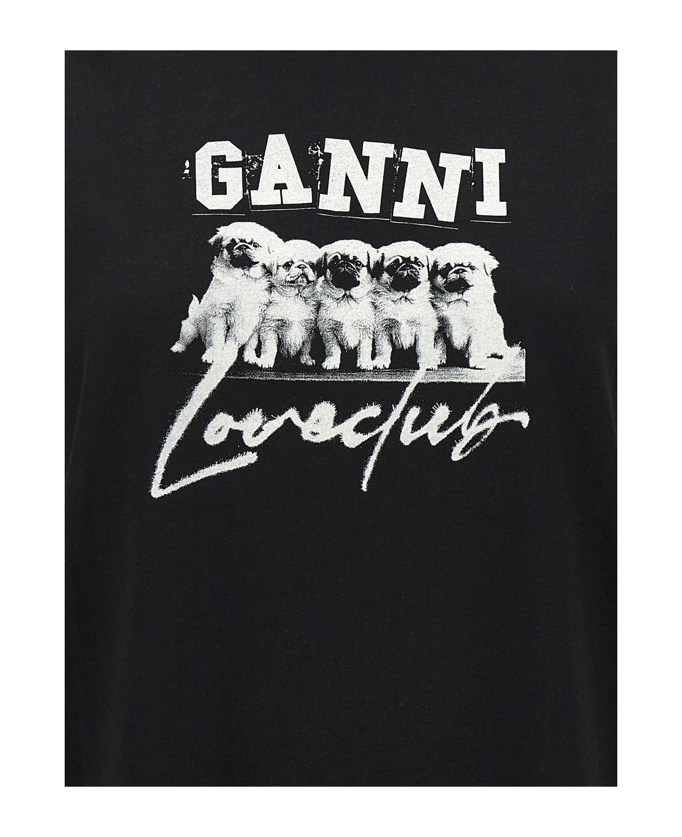 Ganni 'puppy Love' T-shirt - White/Black