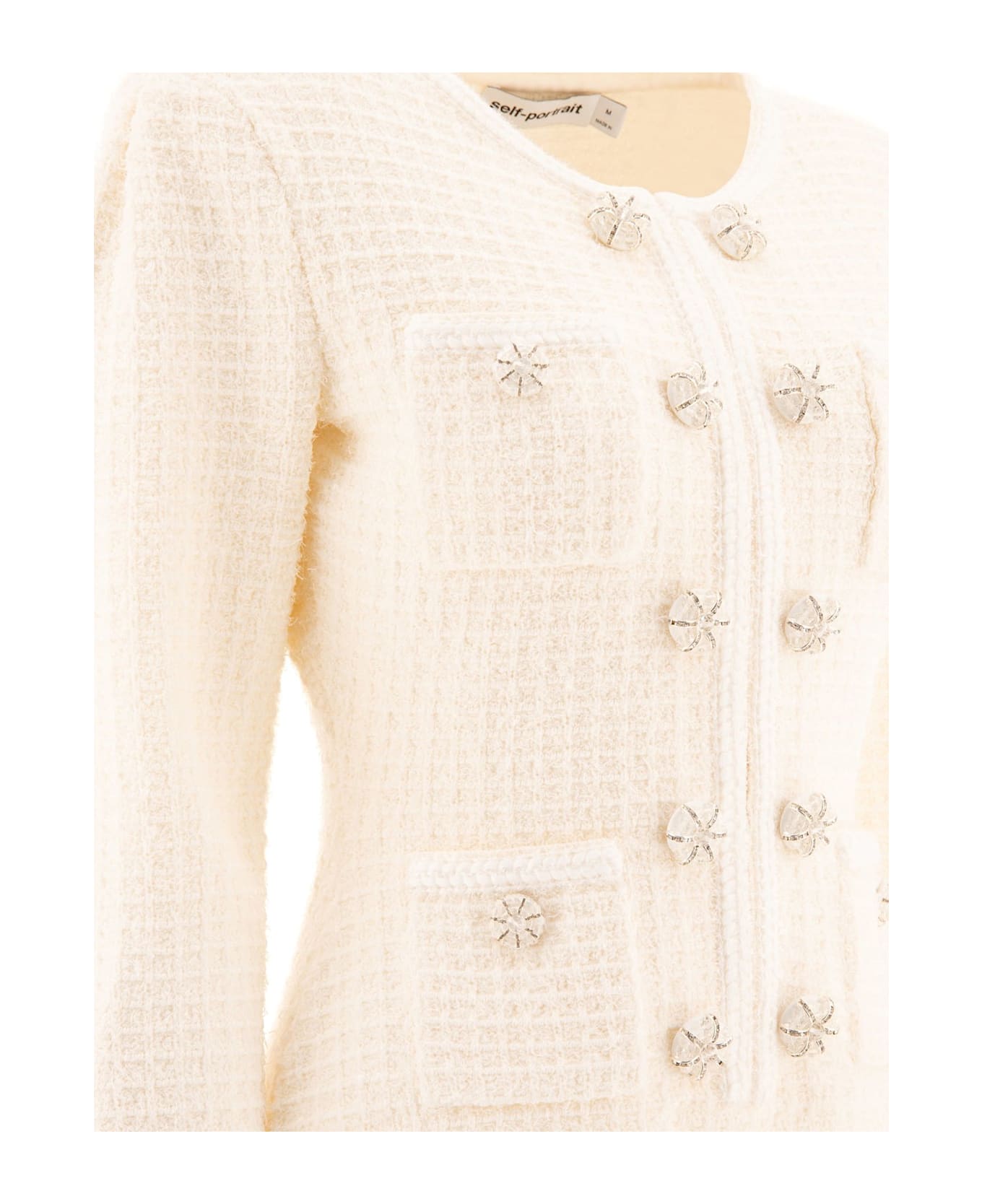 self-portrait Buttoned Knit Mini Dress - Beige