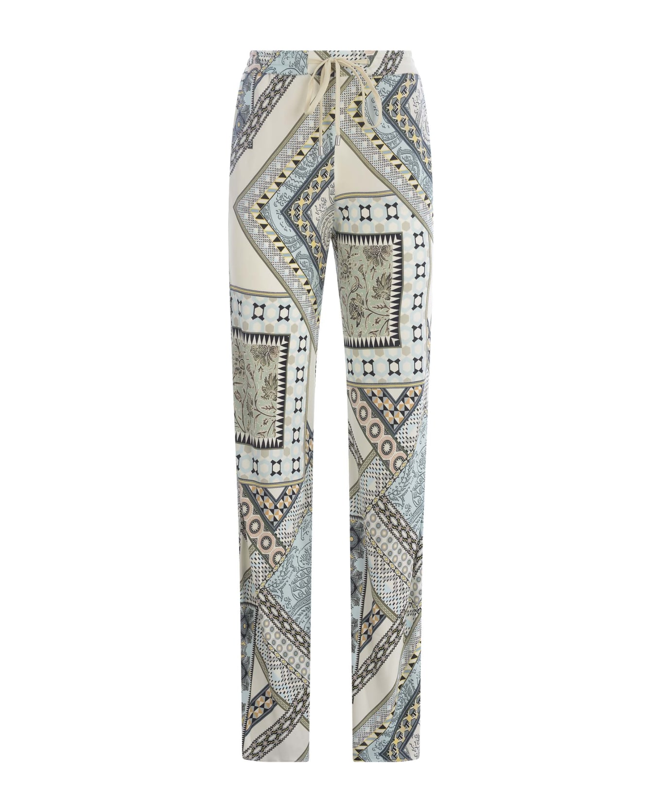 Etro Majolica Printing Wide Lg Trousers With Belt - Majolica