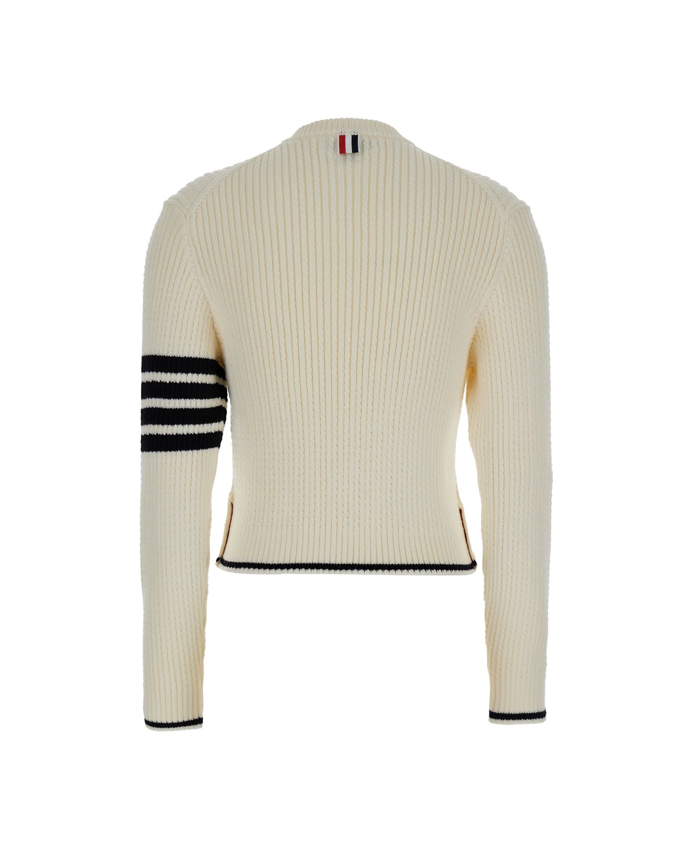 Thom Browne White Sweater With 4-bar Detail In Knit Woman - White