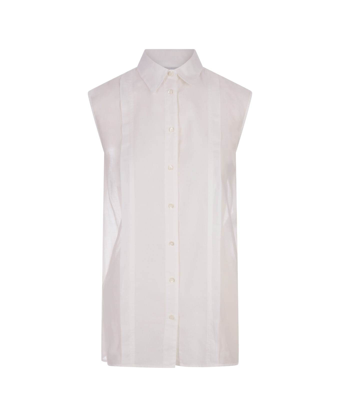 Aspesi White Cotton And Silk Sleeveless Shirt - White