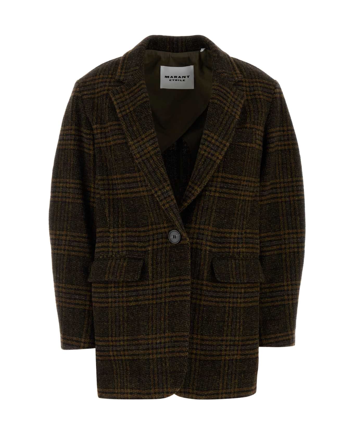 Marant Étoile Embroidered Wool Gesina Blazer - KHAKI