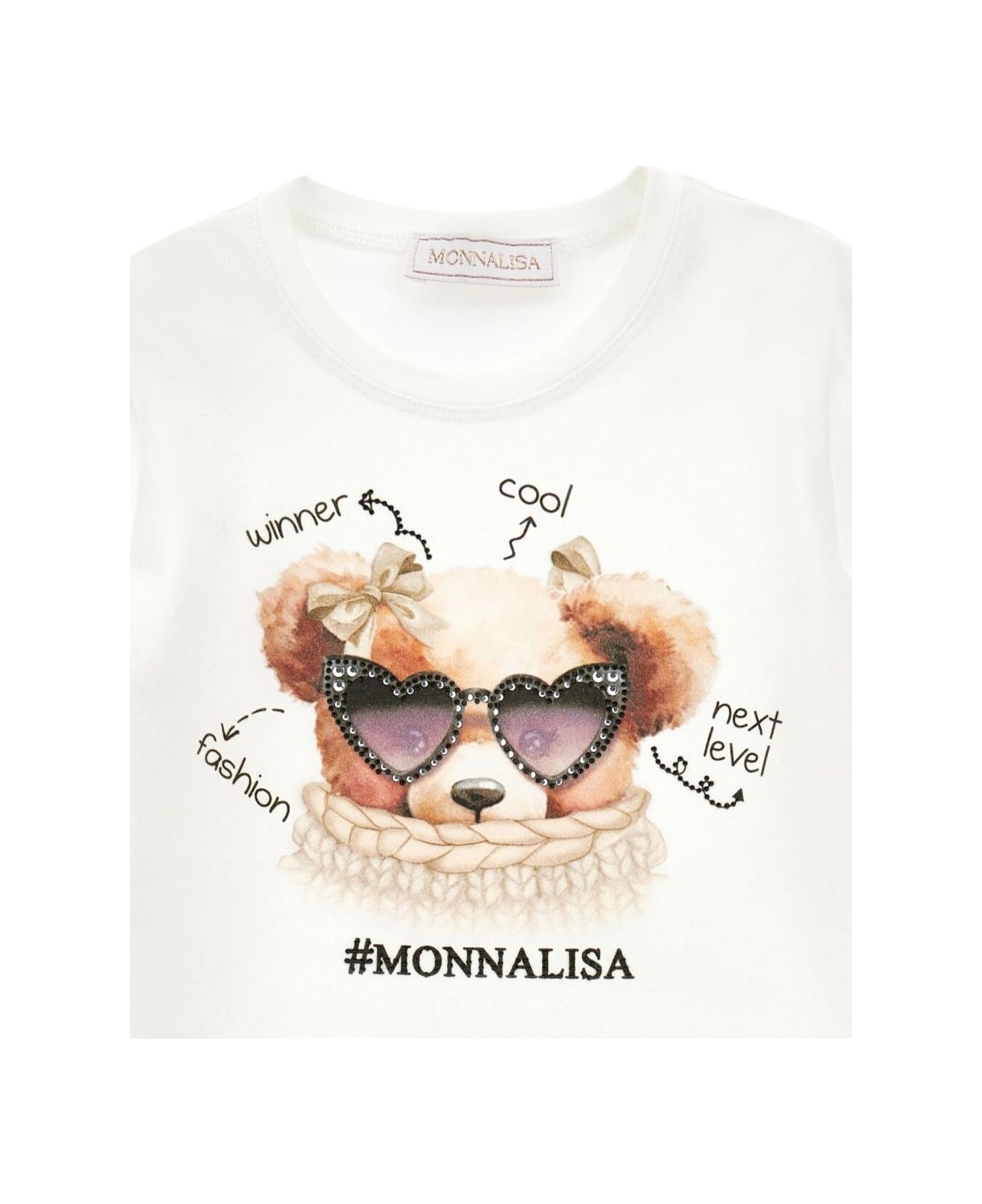 Monnalisa T-shirt St.teddy Jersey Jersey Cotone Stretch - White