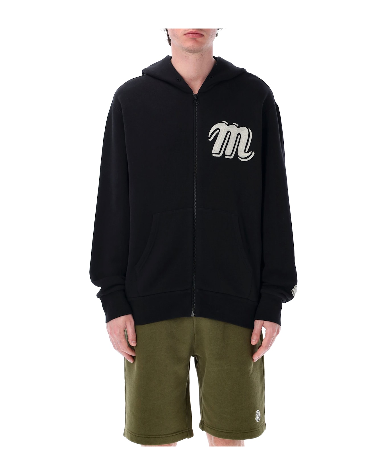 Moncler Genius Zip-up Cotton Hoodie - BLACK