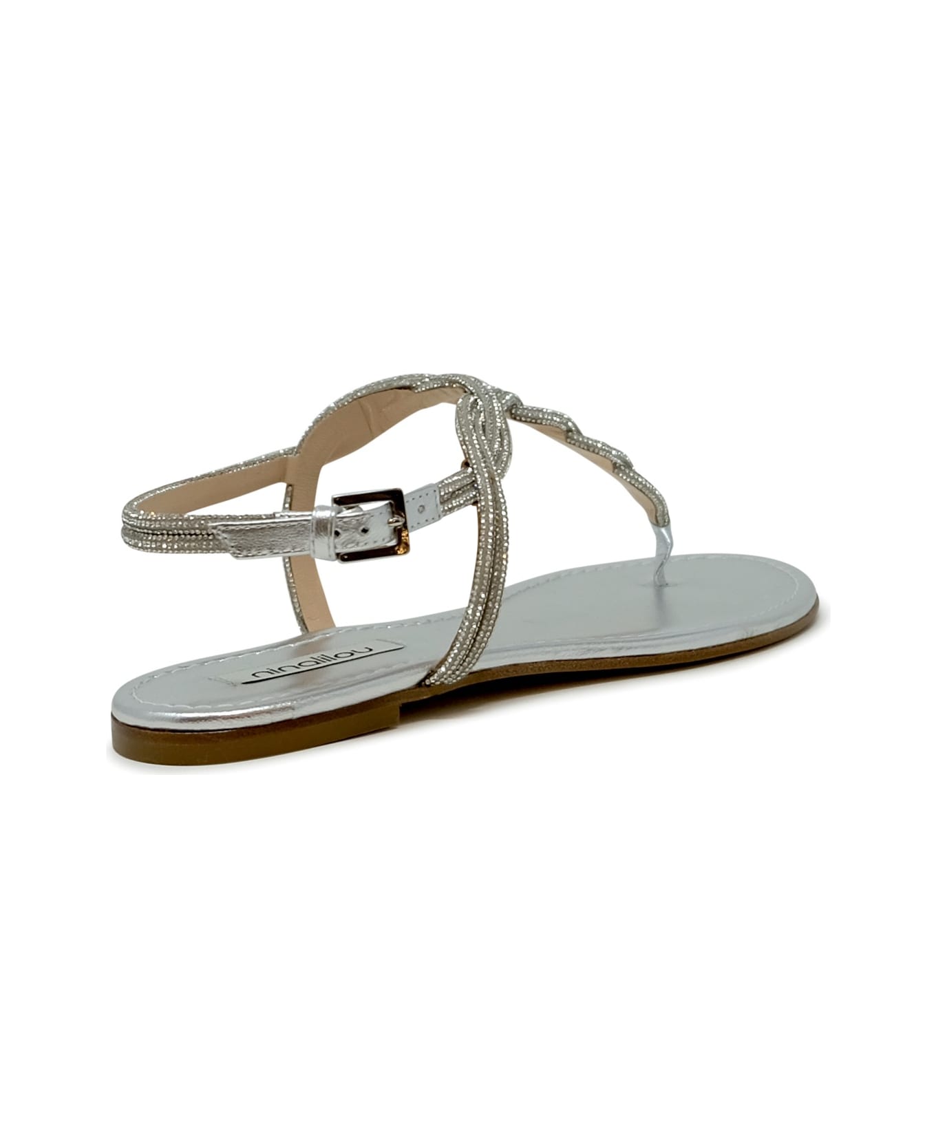 Ninalilou Nappa Flat Sandal - SILVER