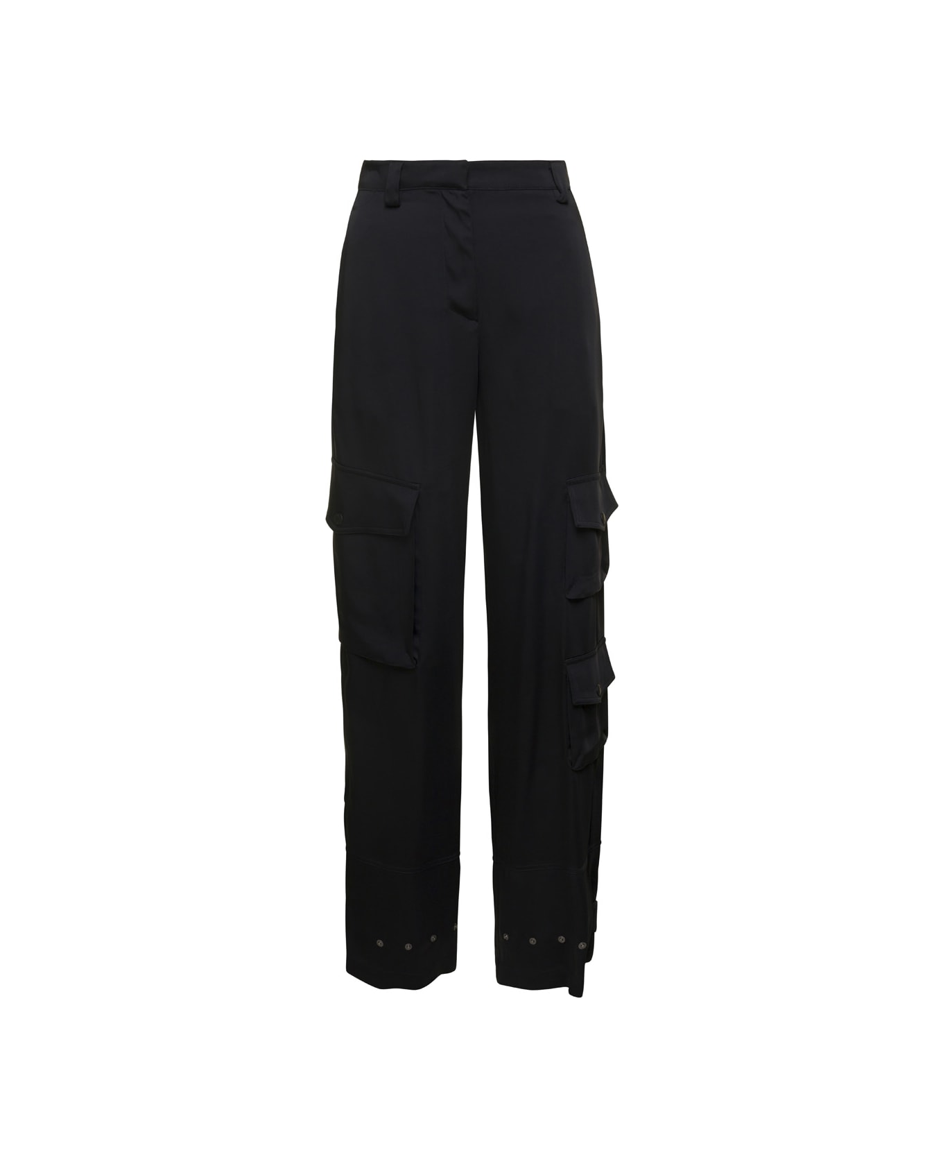 PT01 Black Giselle Cargo Pants In Viscose Woman - Black ボトムス