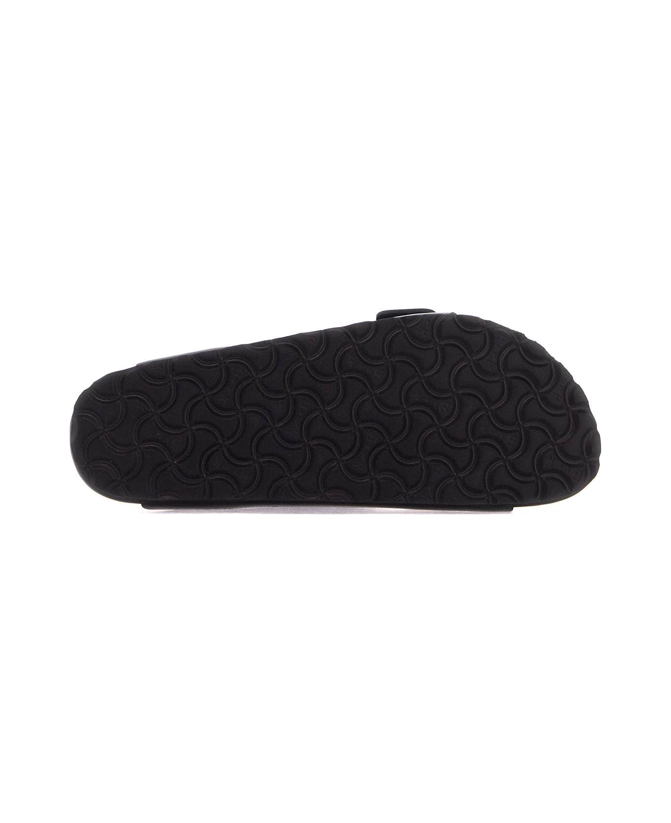 Birkenstock Black Leather Arizona Slippers - BLACK (Black)