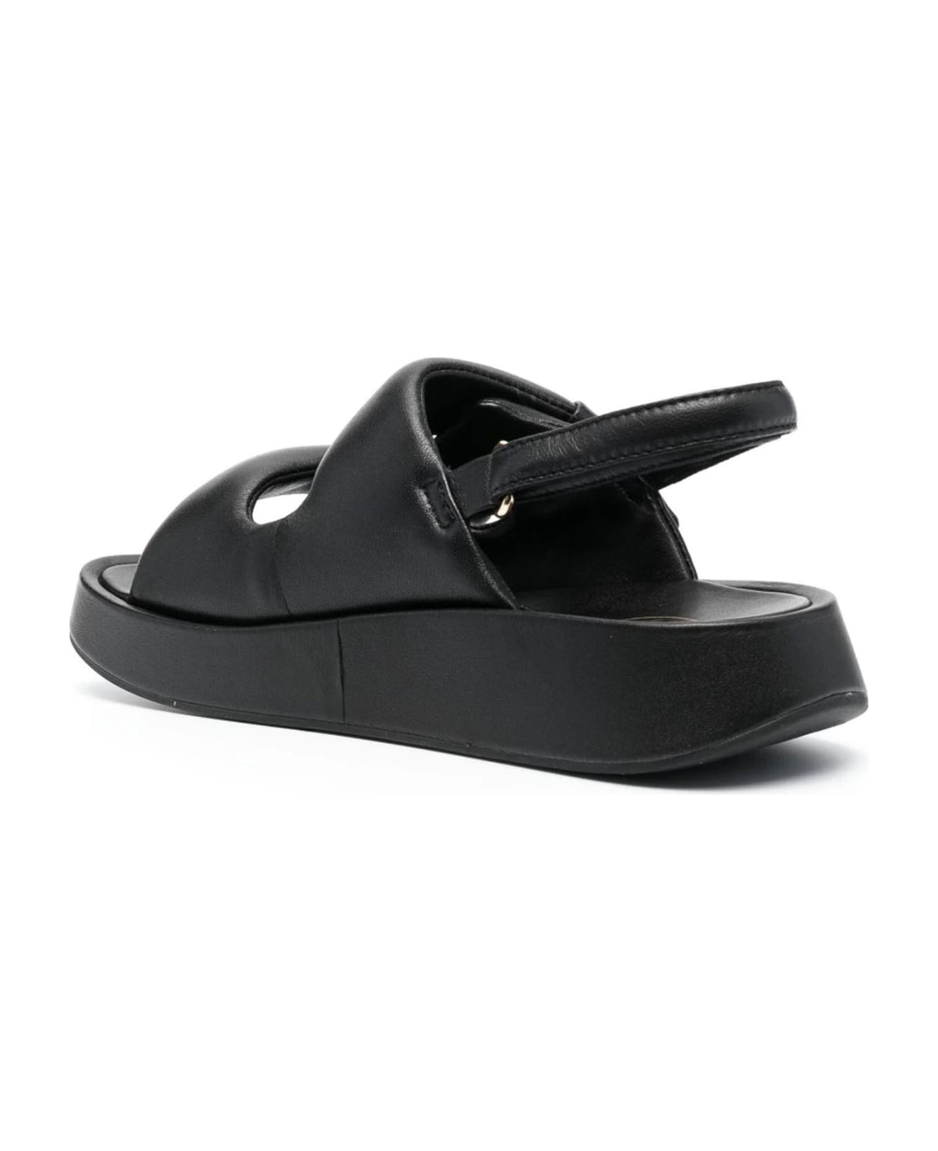 Ash Black Calf Leather Vinci Sandals