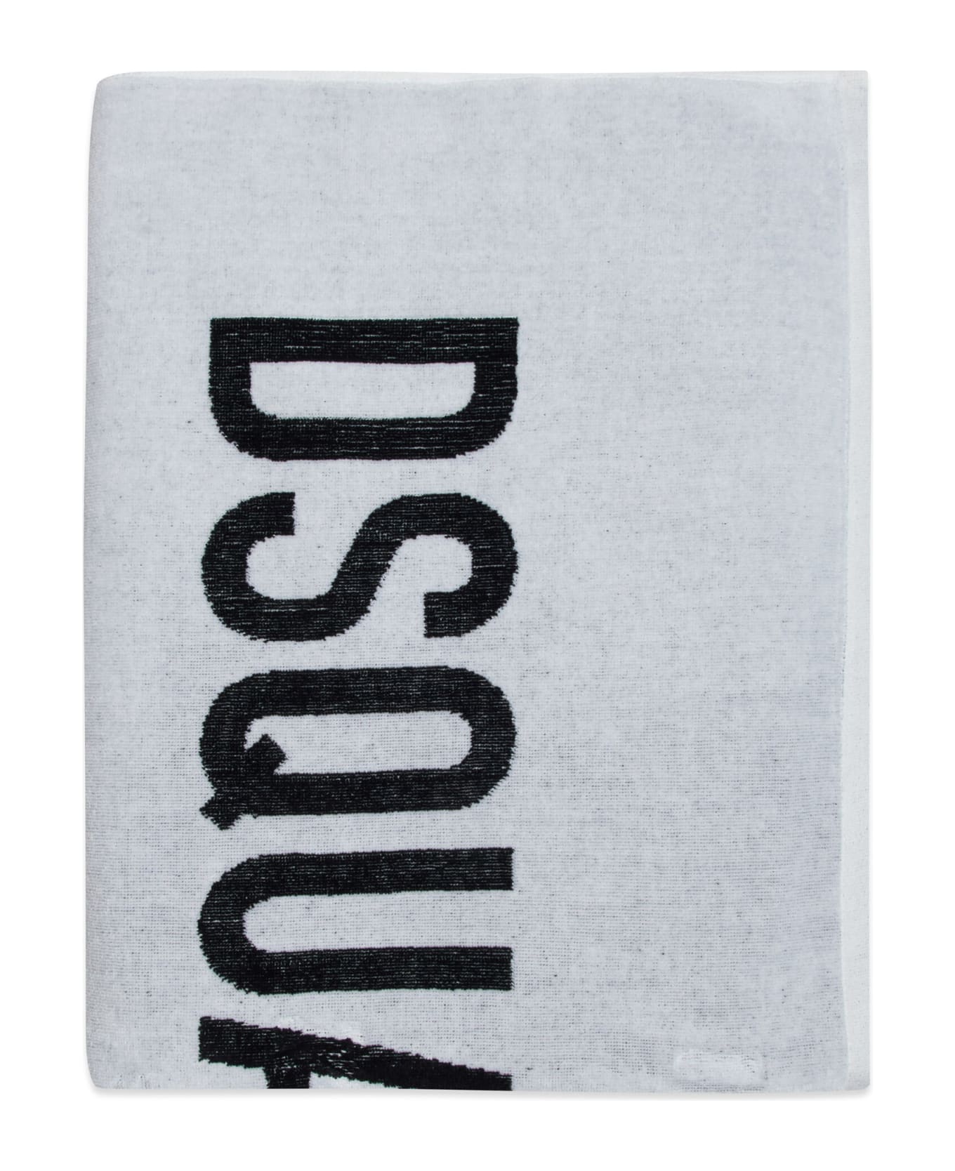 Dsquared2 D2h6u Towel Dsquared White Terrycloth Beach Towel With Logo - White