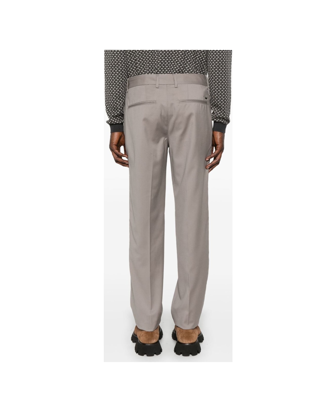 Emporio Armani Wool Chino Trousers - Dove Grey