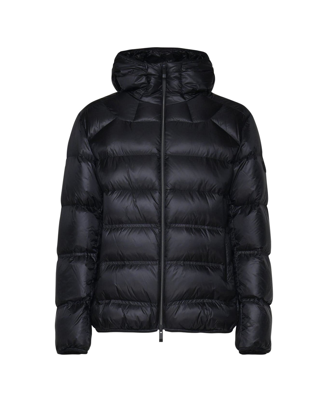 Moncler Logo Patch Hooded Padded Jacket - Blue