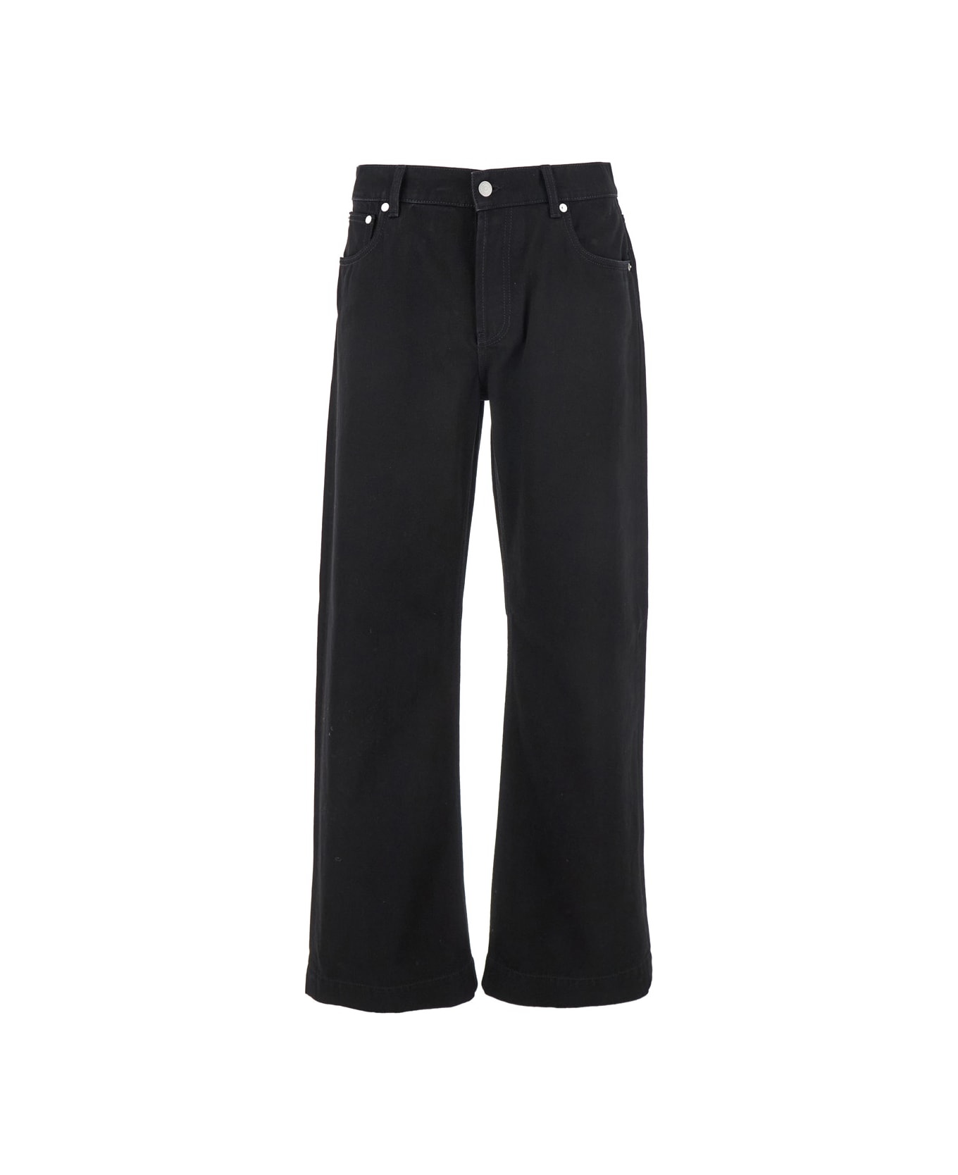 Alexander McQueen Black Jeans With Belt Loops And Logo Patch On The Rear In Denim Man - Black