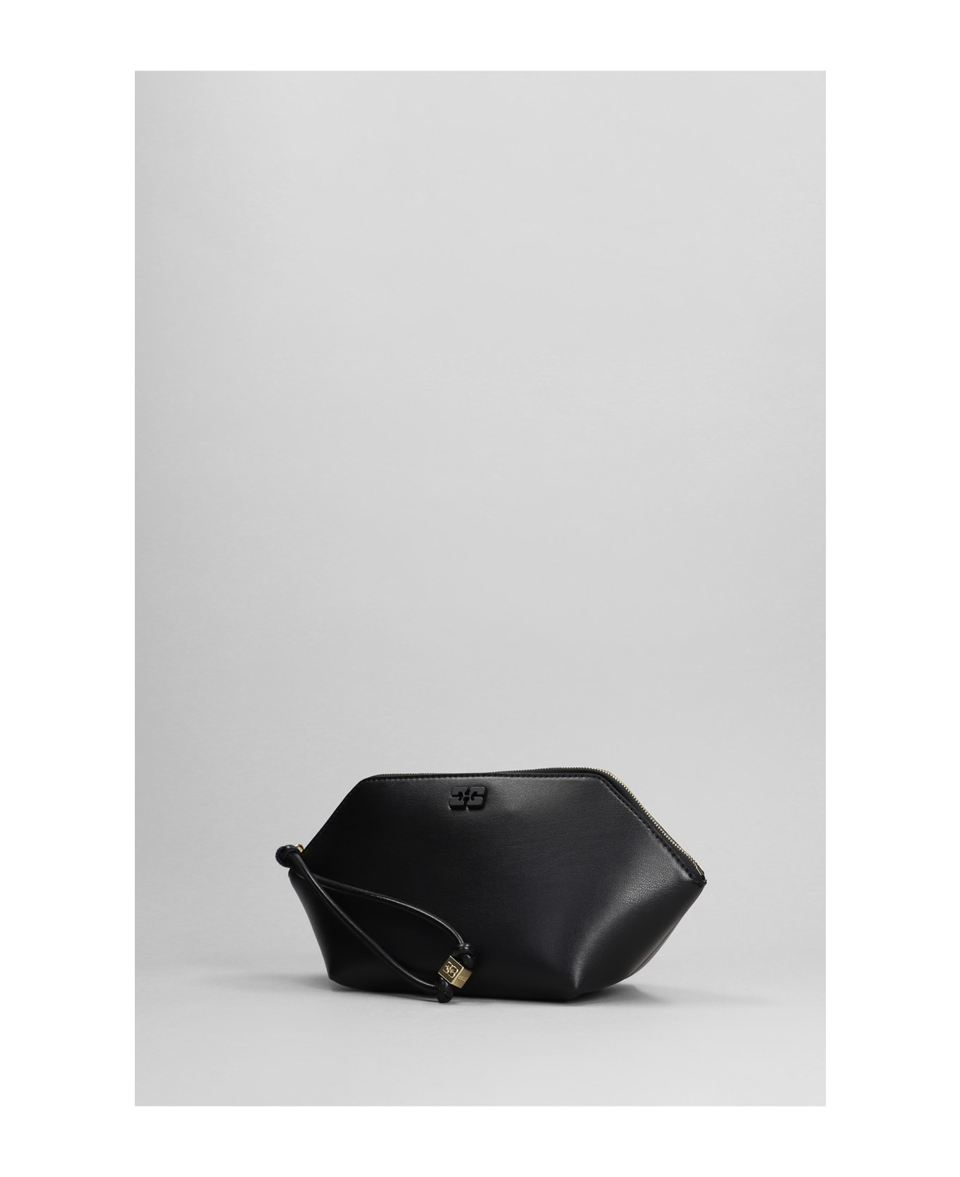 Ganni Bou Zipped Clutch In Black Leather - black クラッチバッグ