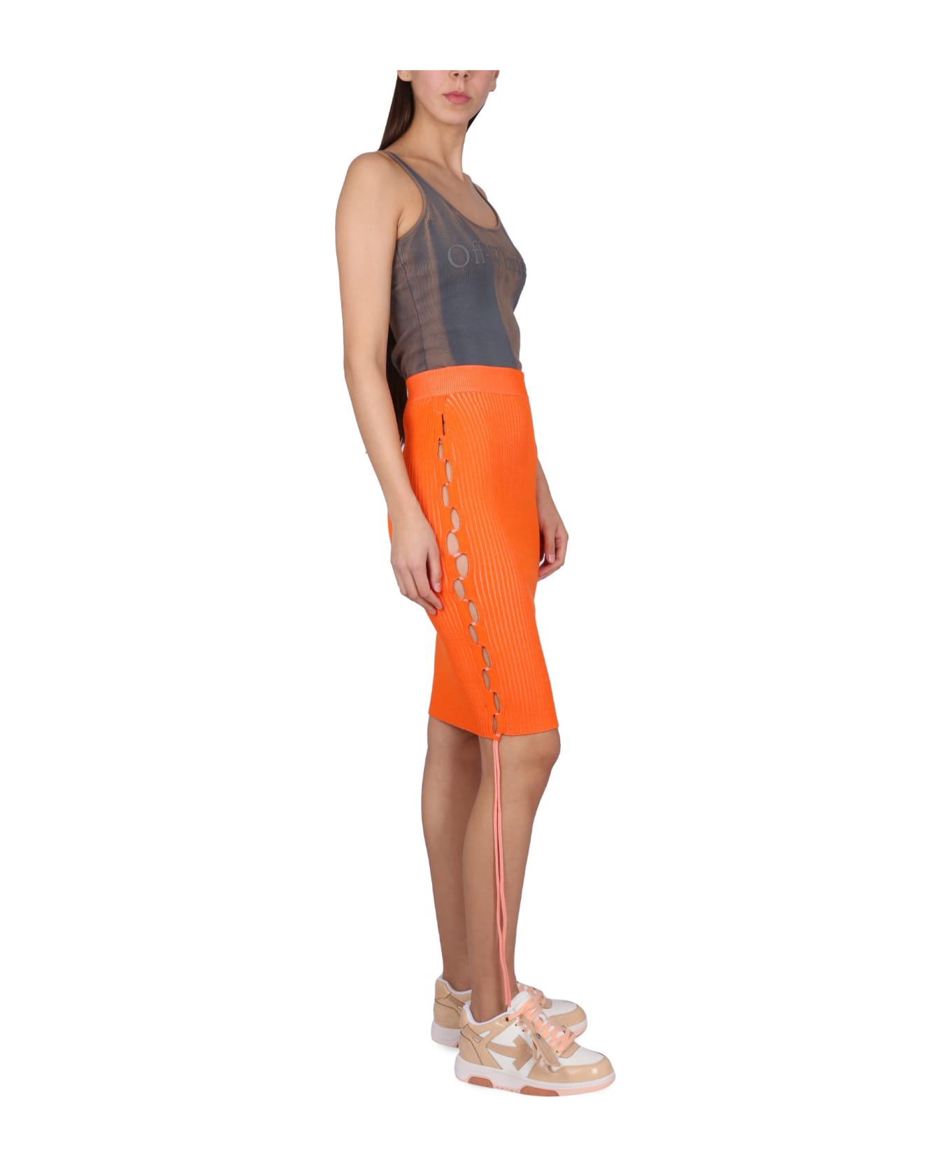 Off-White Skirt In Orange Viscose - orange