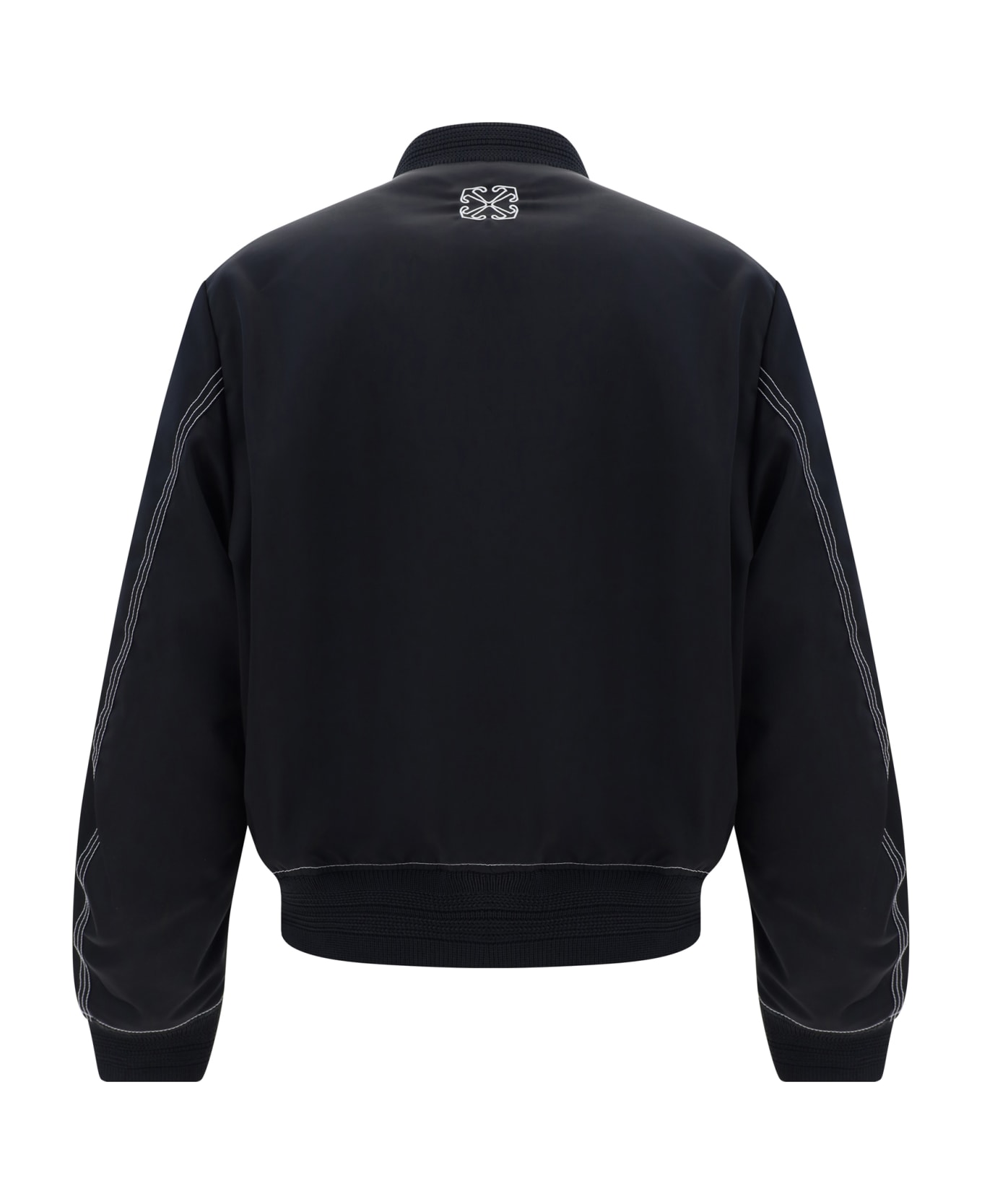 Off-White Contrast Stitch Bomber Jacket - Black White