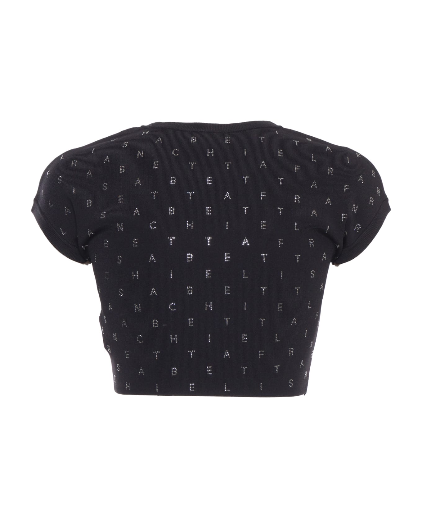 Elisabetta Franchi Black Cropped Tricot Sweater - BLACK