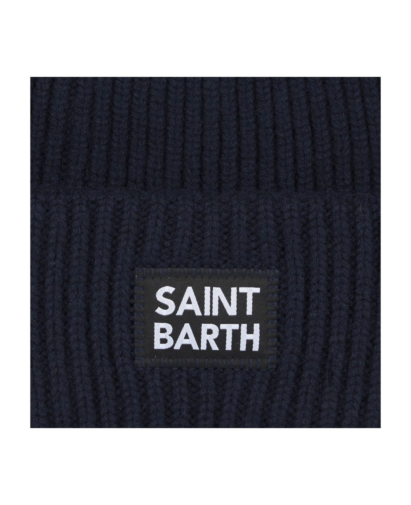 MC2 Saint Barth Boy Blue Ribbed Beanie With Saint Barth Label - BLUE