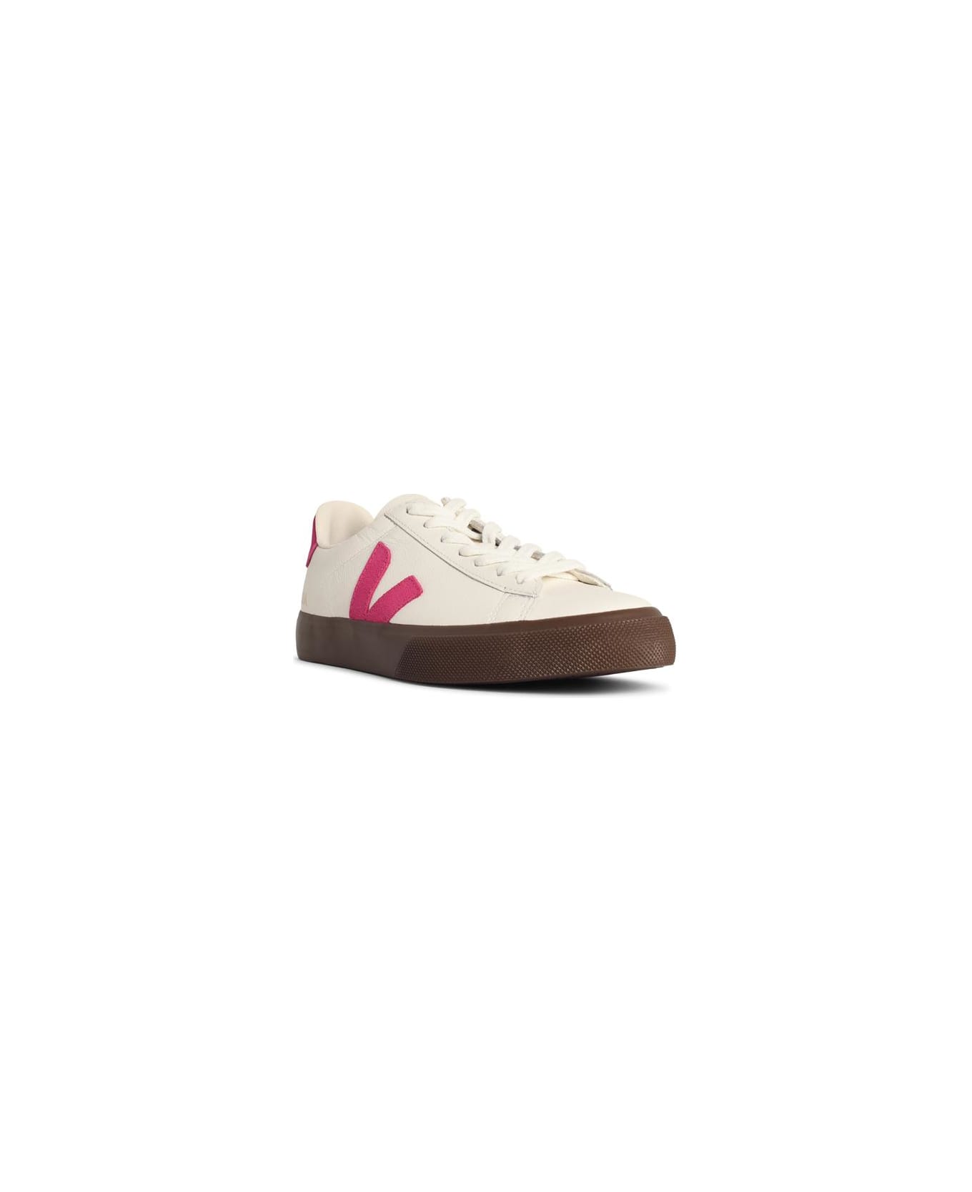 Veja 'campo' White And Fuchsia Leather Sneakers - White