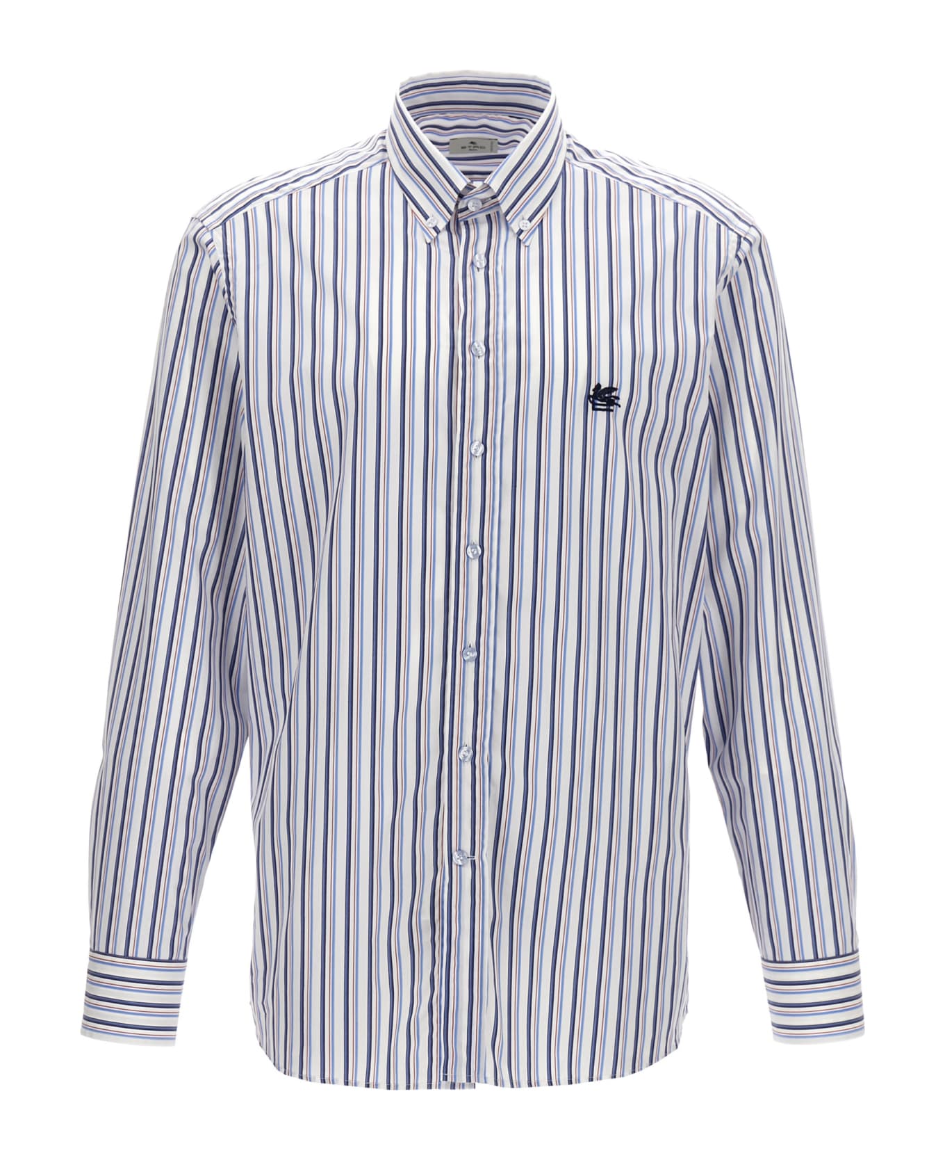 Etro Logo Embroidery Shirt - WHITE/BLUE