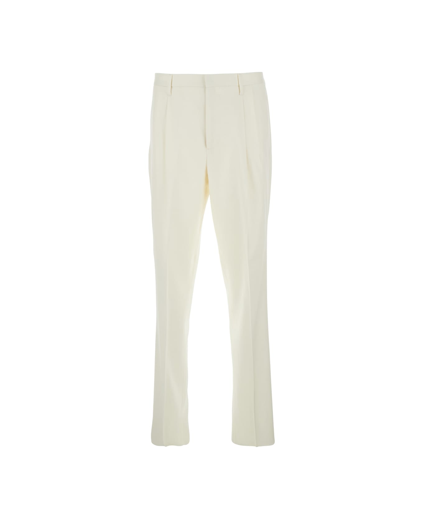 Lardini White Tailored Trousers With Double Pence In Virgin Wool Man - White
