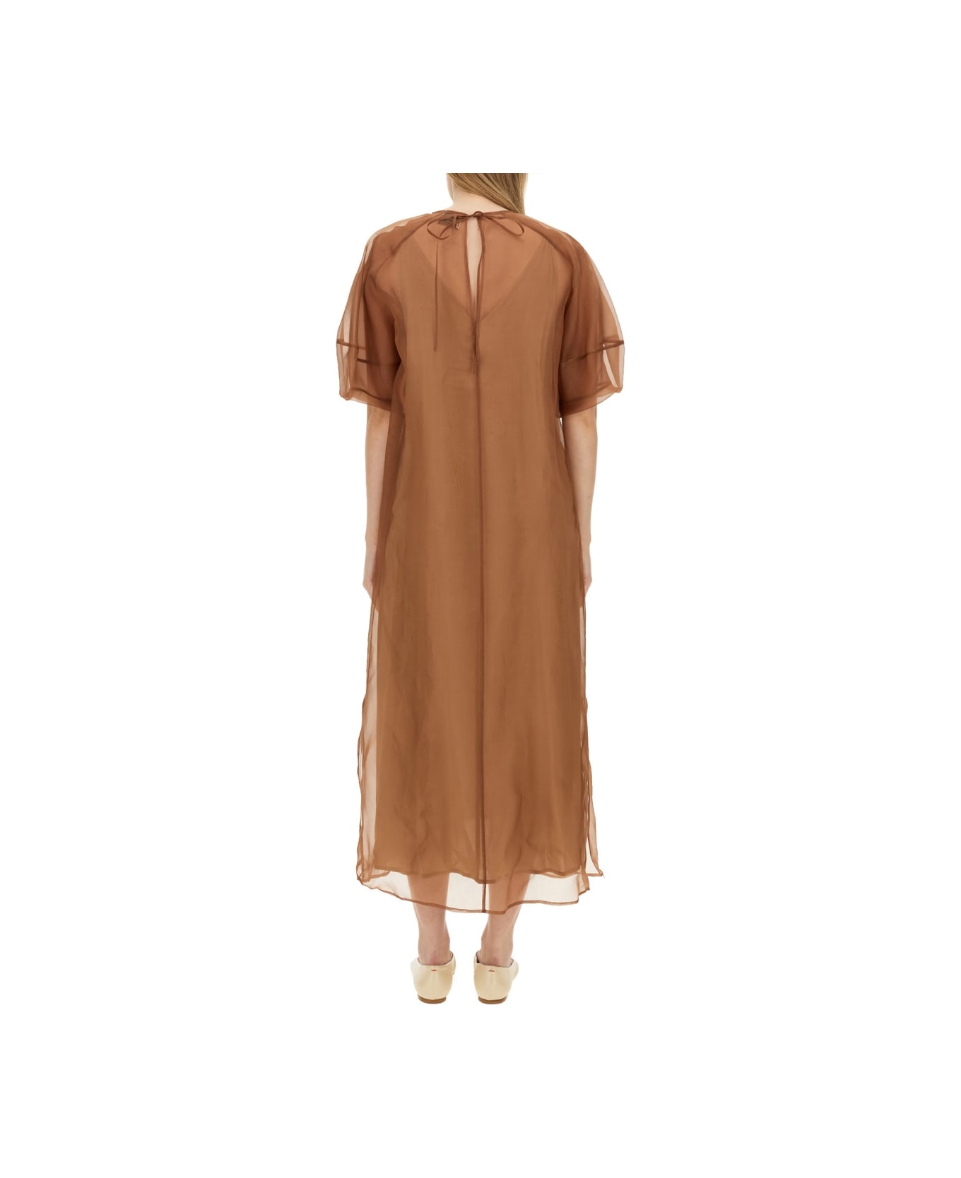 Alysi Transparent Longuette Dress - BROWN