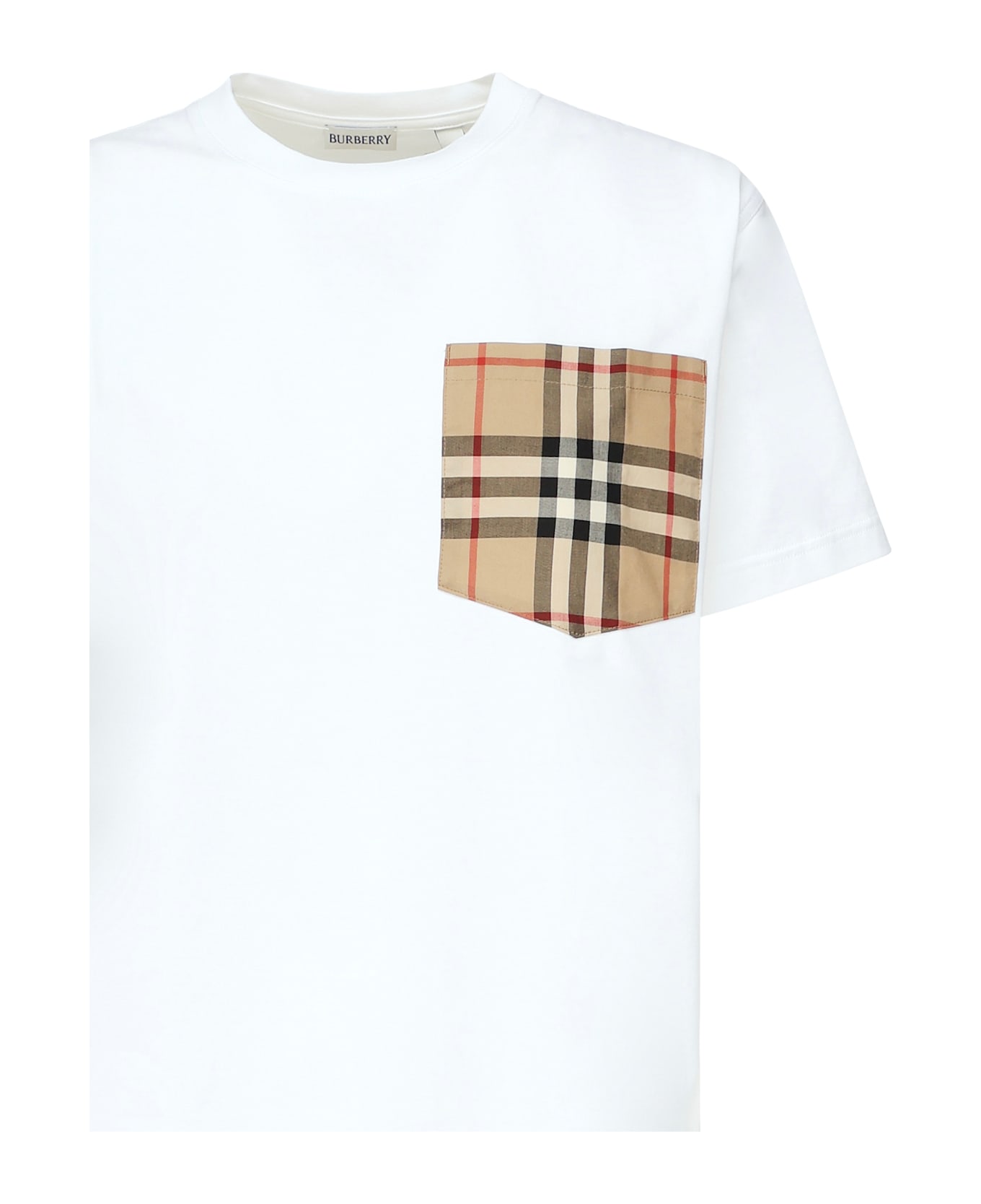 Burberry T-shirt With Pocket 
check
 - White