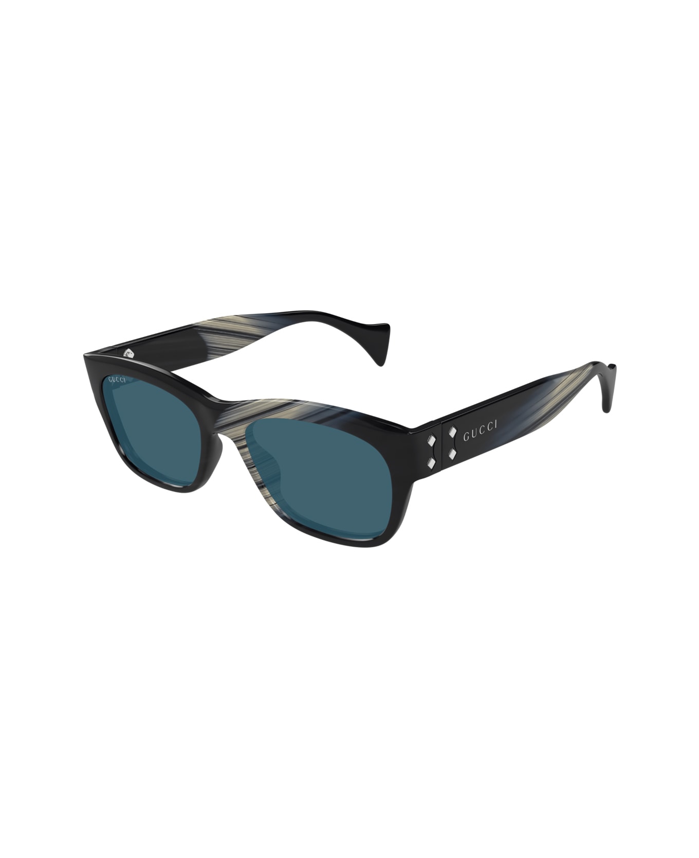 Gucci Eyewear Gucci Gg1706s Linea Rivets 004 Black Beige Blue Sunglasses - Nero