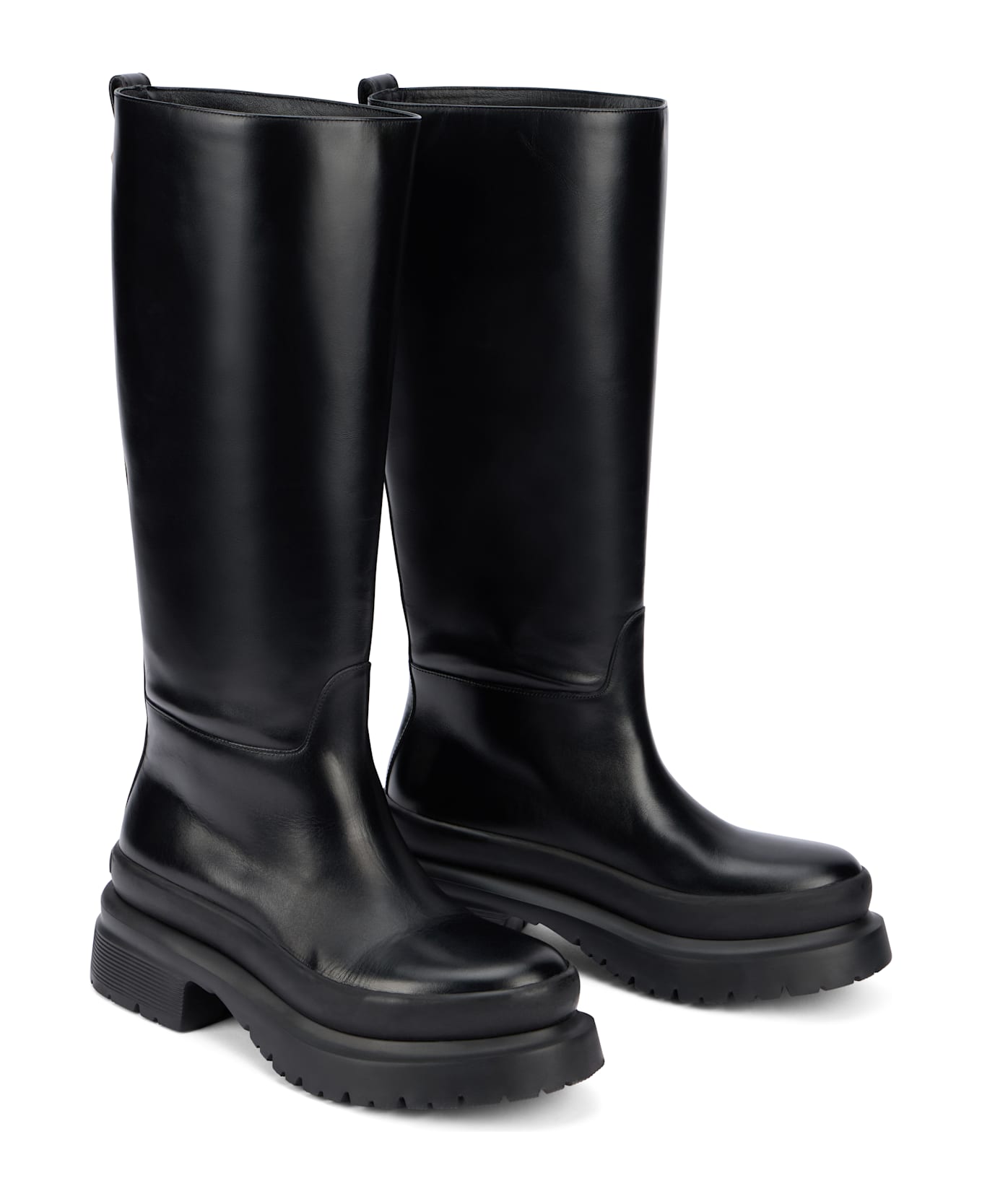 Valentino Garavani Elegant Black Leather High Boots - black