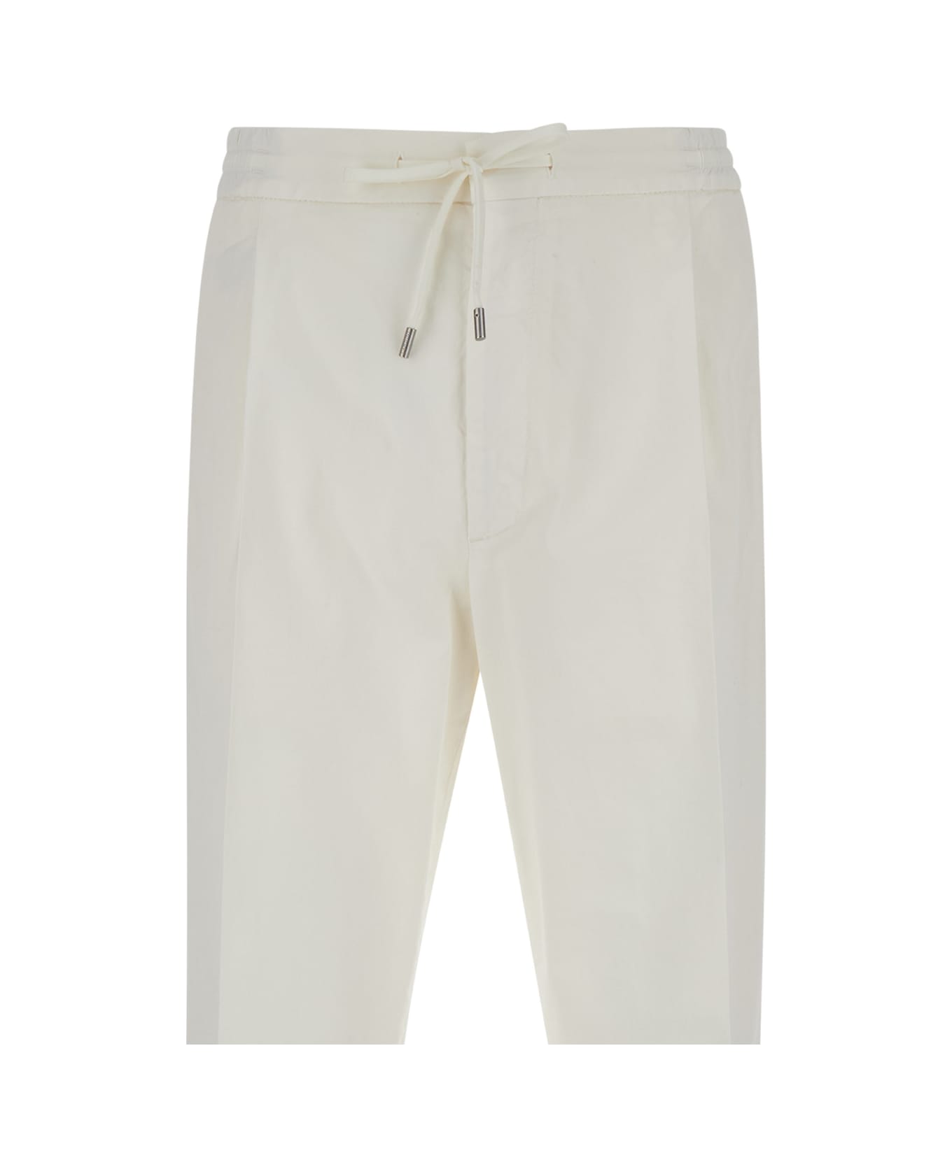 Lardini White Drawstring Tapered Trousers In Cotton Blend Man - White