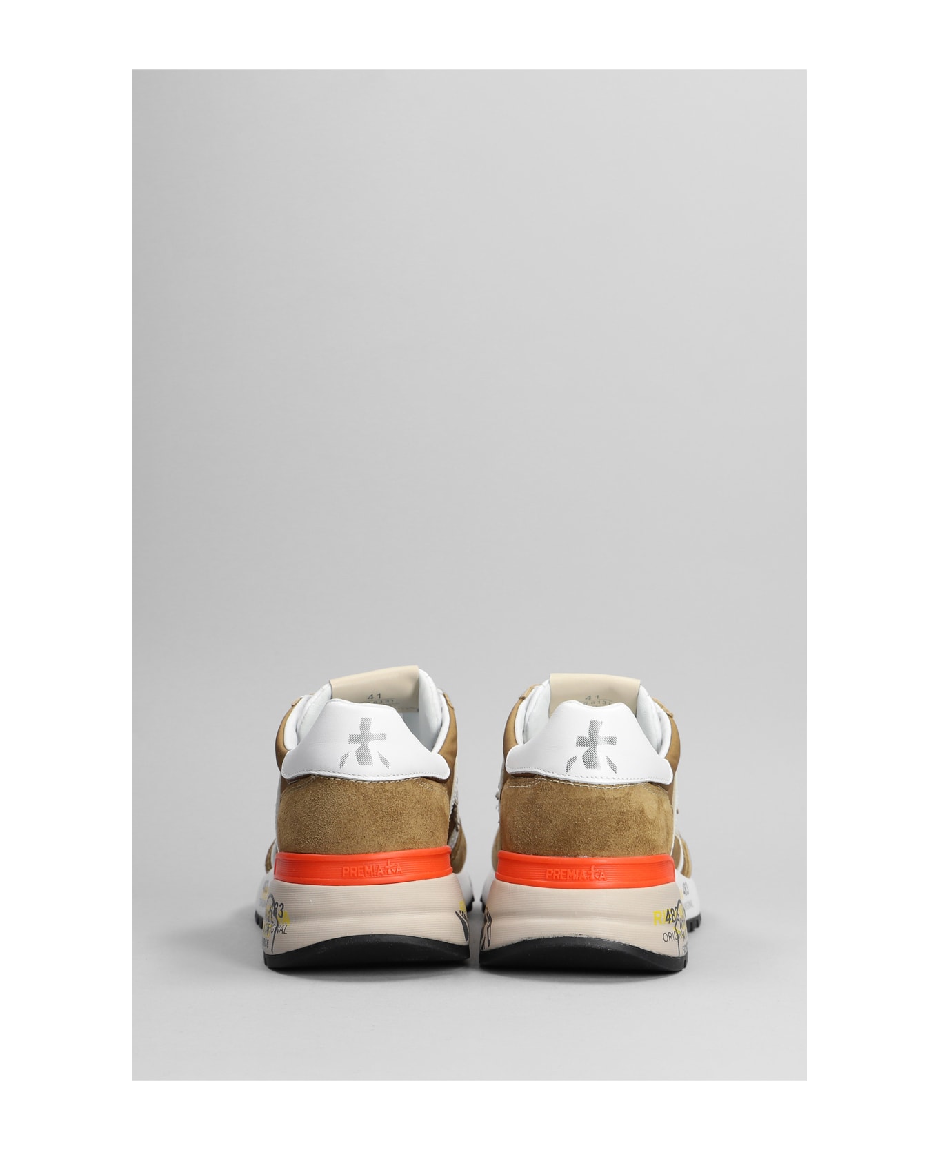 Premiata Lander Sneakers In Brown Suede And Fabric - brown