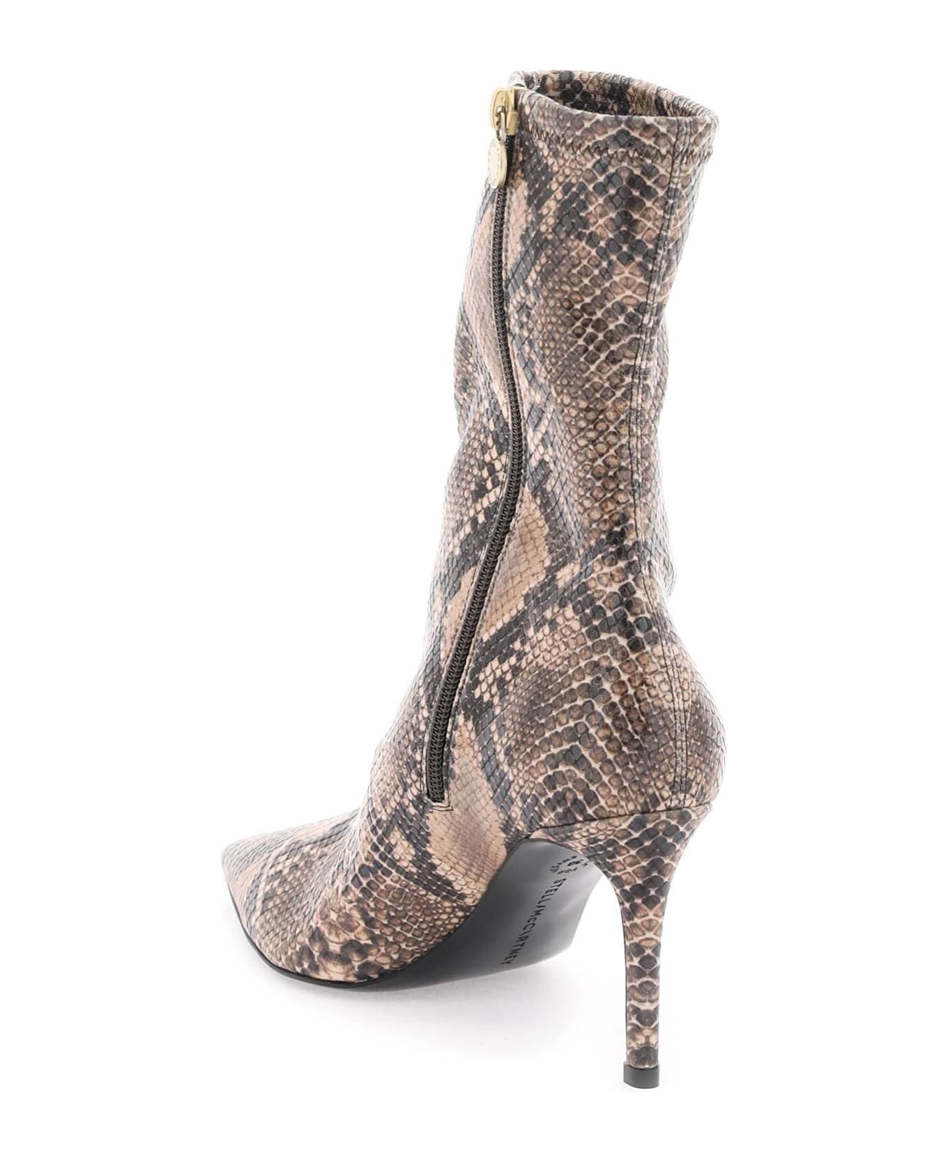 Stella McCartney Python Print Heeled Ankle Boots - COFFEE (Brown)