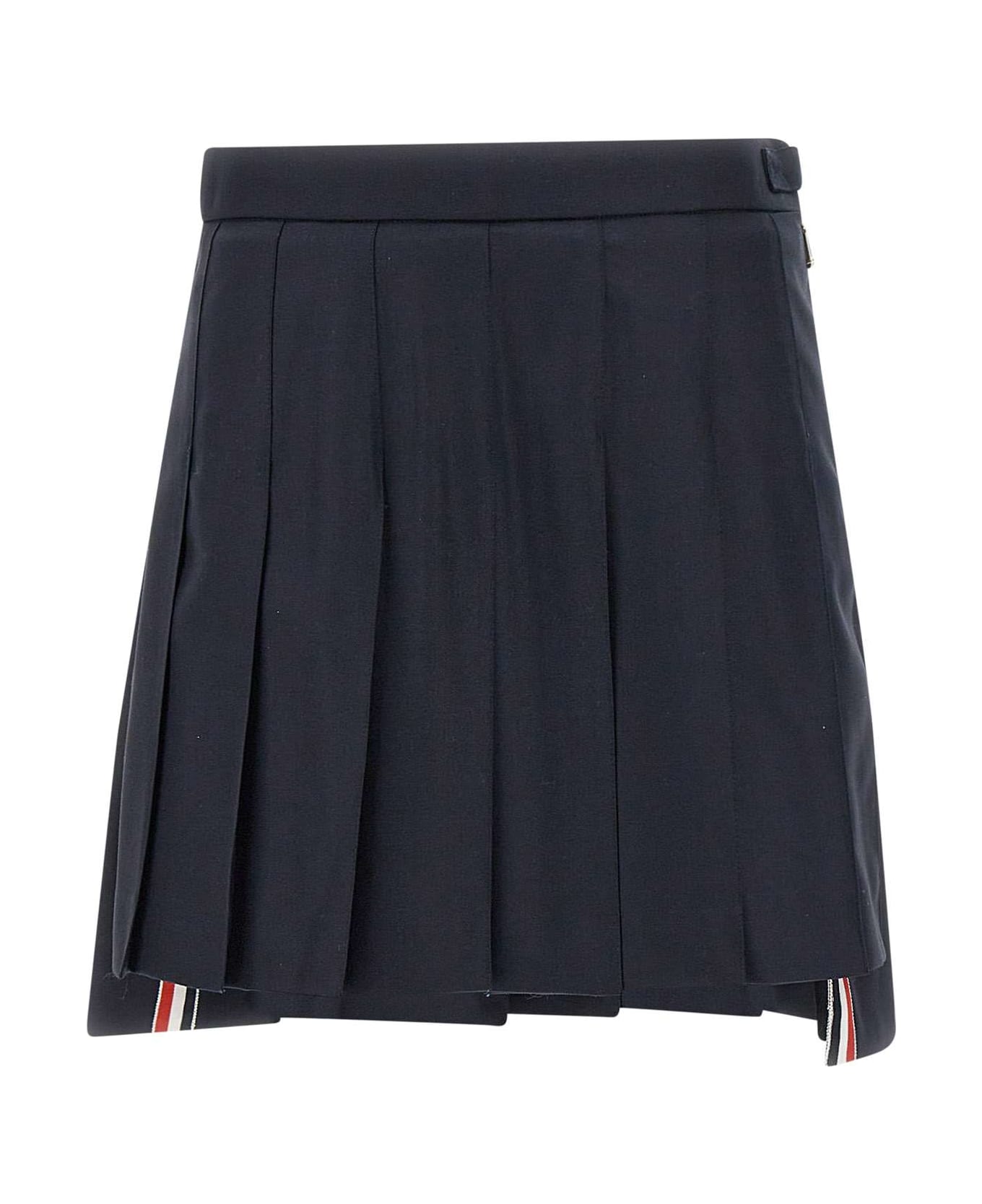 Thom Browne 'mini Dropped Back Pleated' Wool Skirt - BLUE スカート