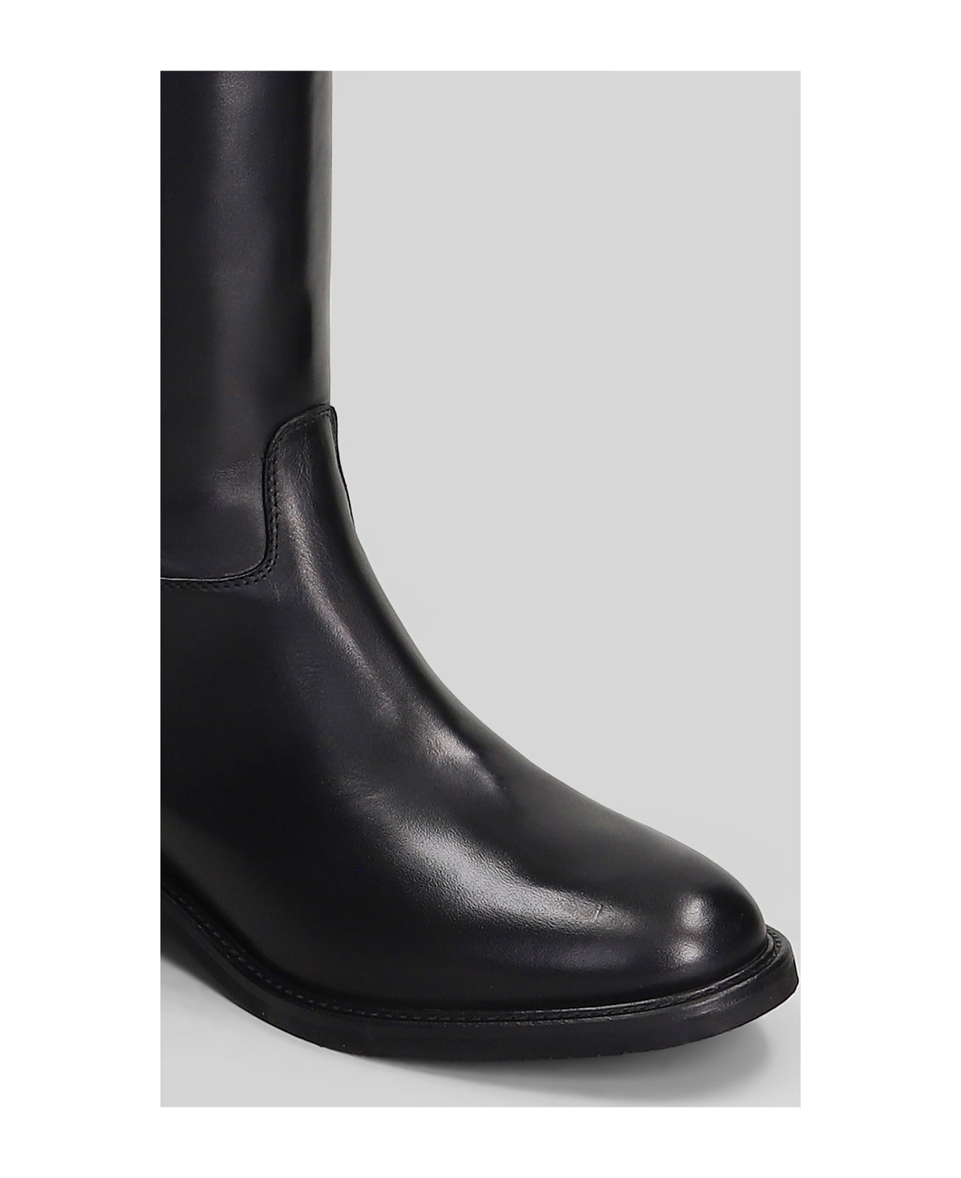 Julie Dee Low Heels Boots In Black Leather - black