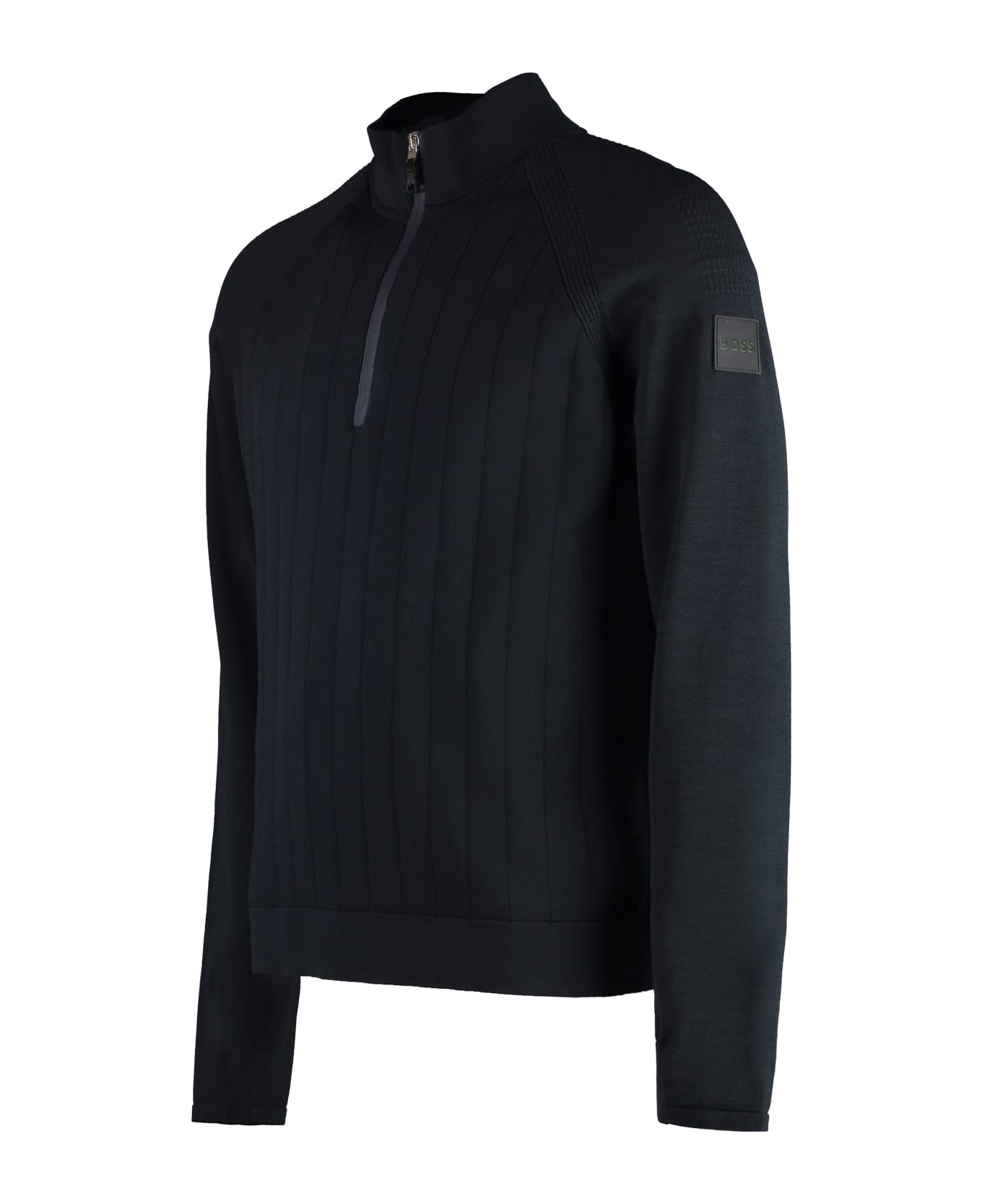 Hugo Boss Cotton Blend Turtleneck Sweater - blue ニットウェア