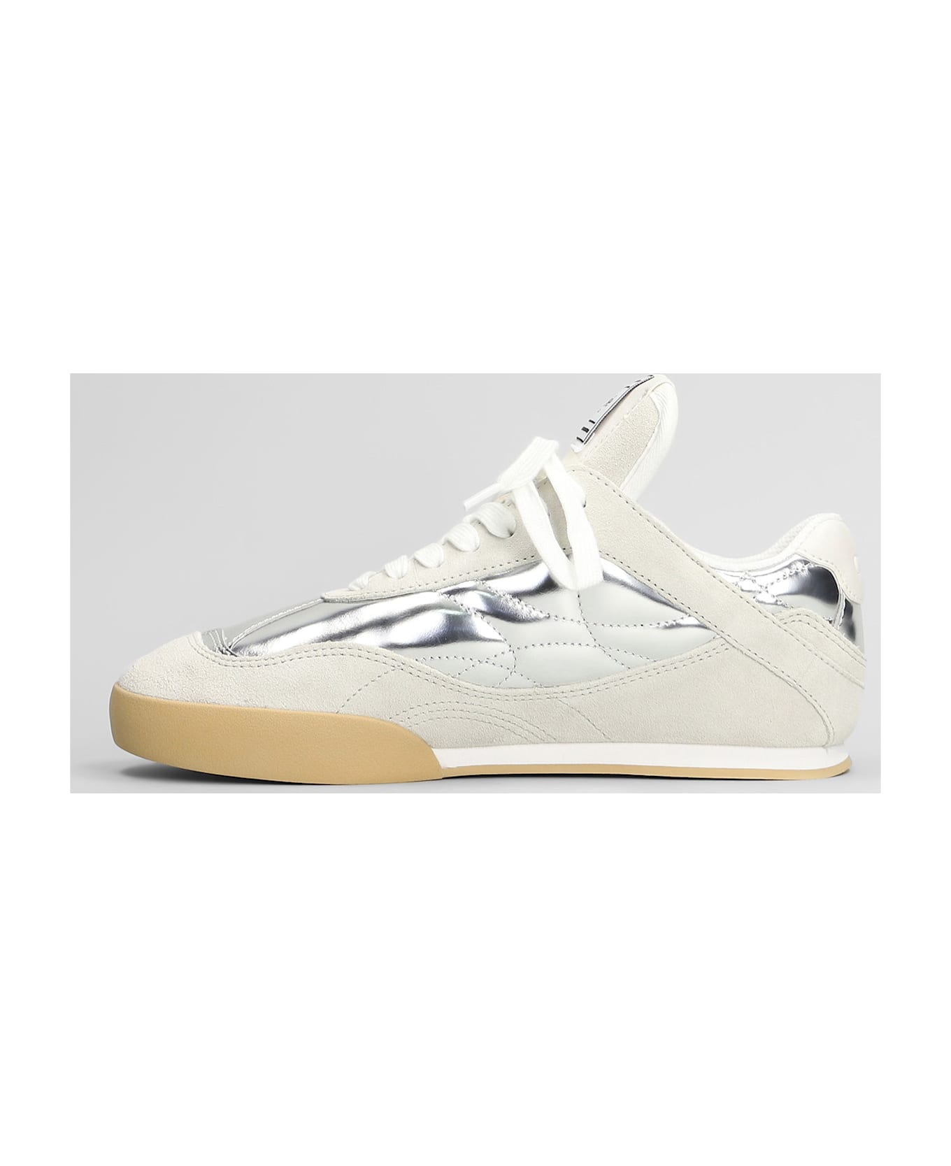 Chloé Kick Sneakers In Silver Suede And Leather - silver