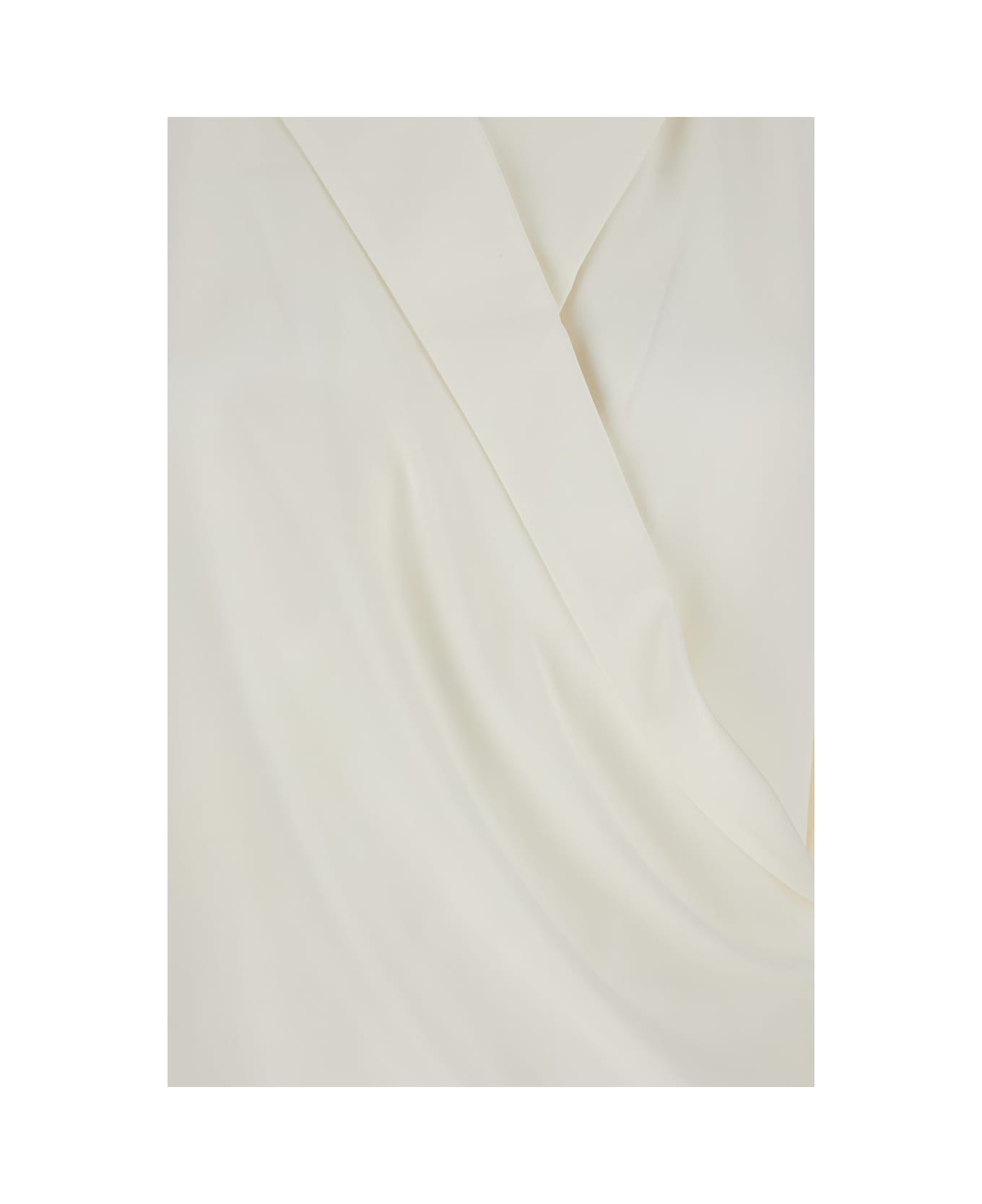 Theory White Blouse With Peak Revers And Crossover Neck In Silk Woman - White
