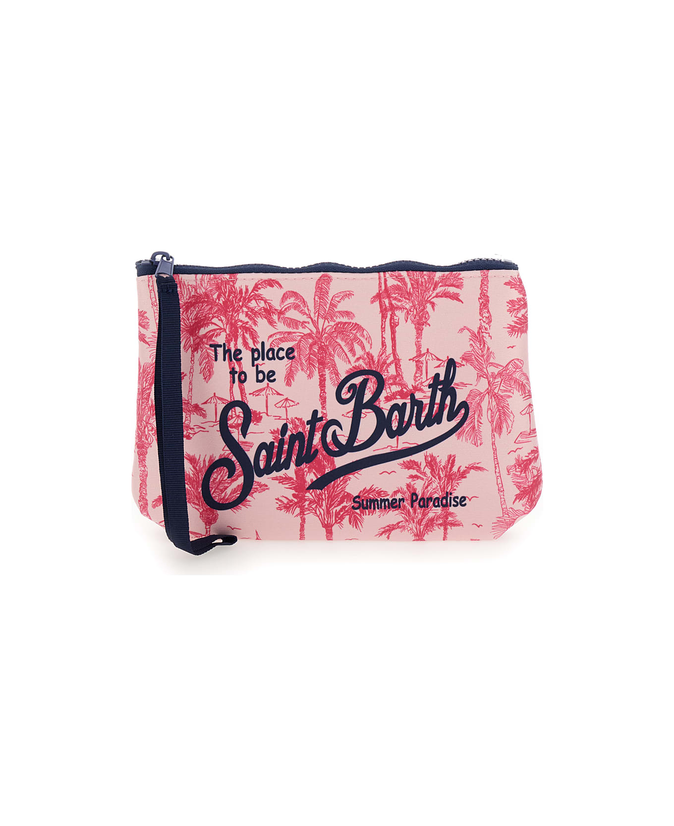 MC2 Saint Barth 'aline' Pink Pochette With Logo Print In Scuba Fabric Girl - Pink