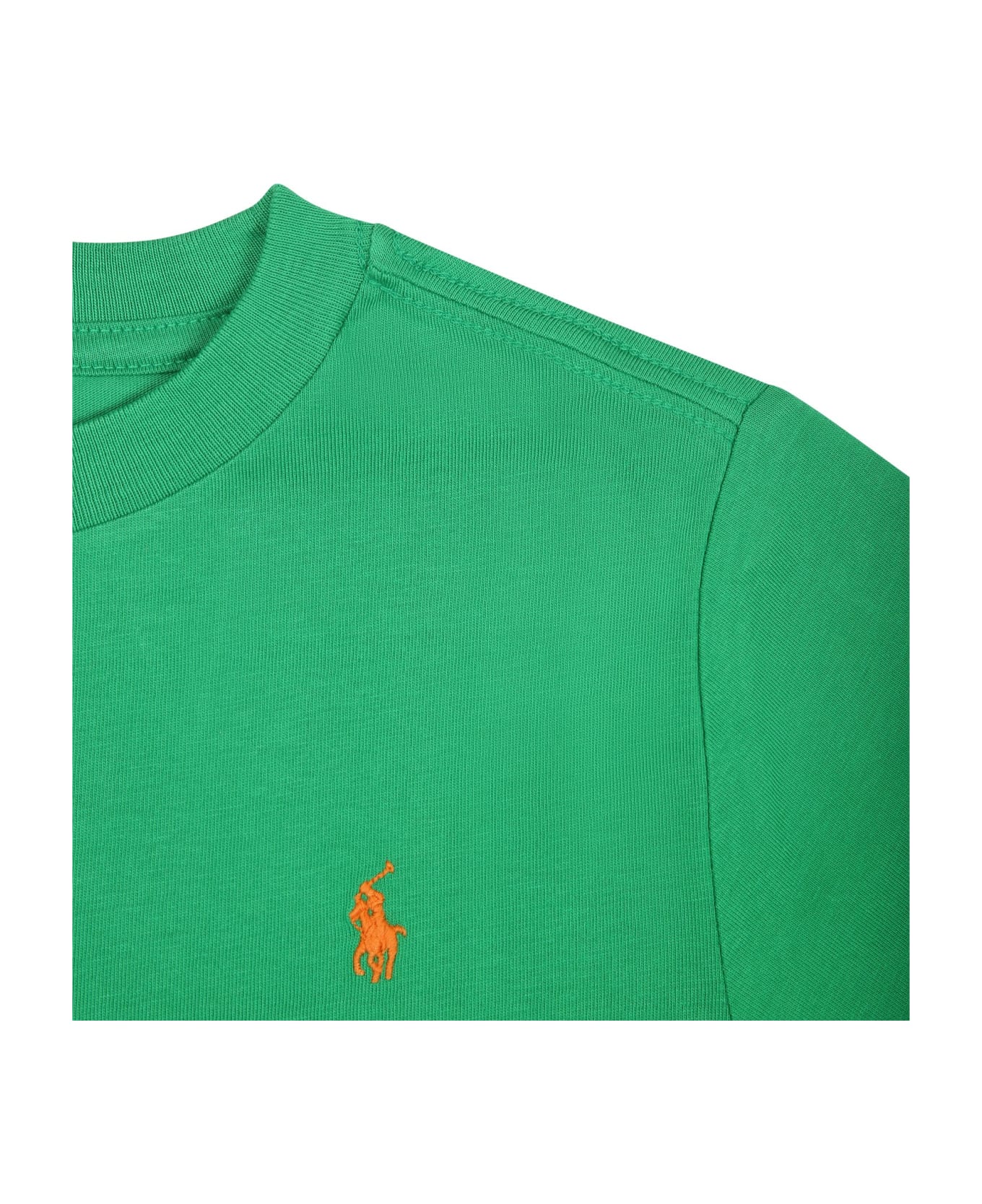 Ralph Lauren Green T-shirt For Boy With Pony - Green Tシャツ＆ポロシャツ