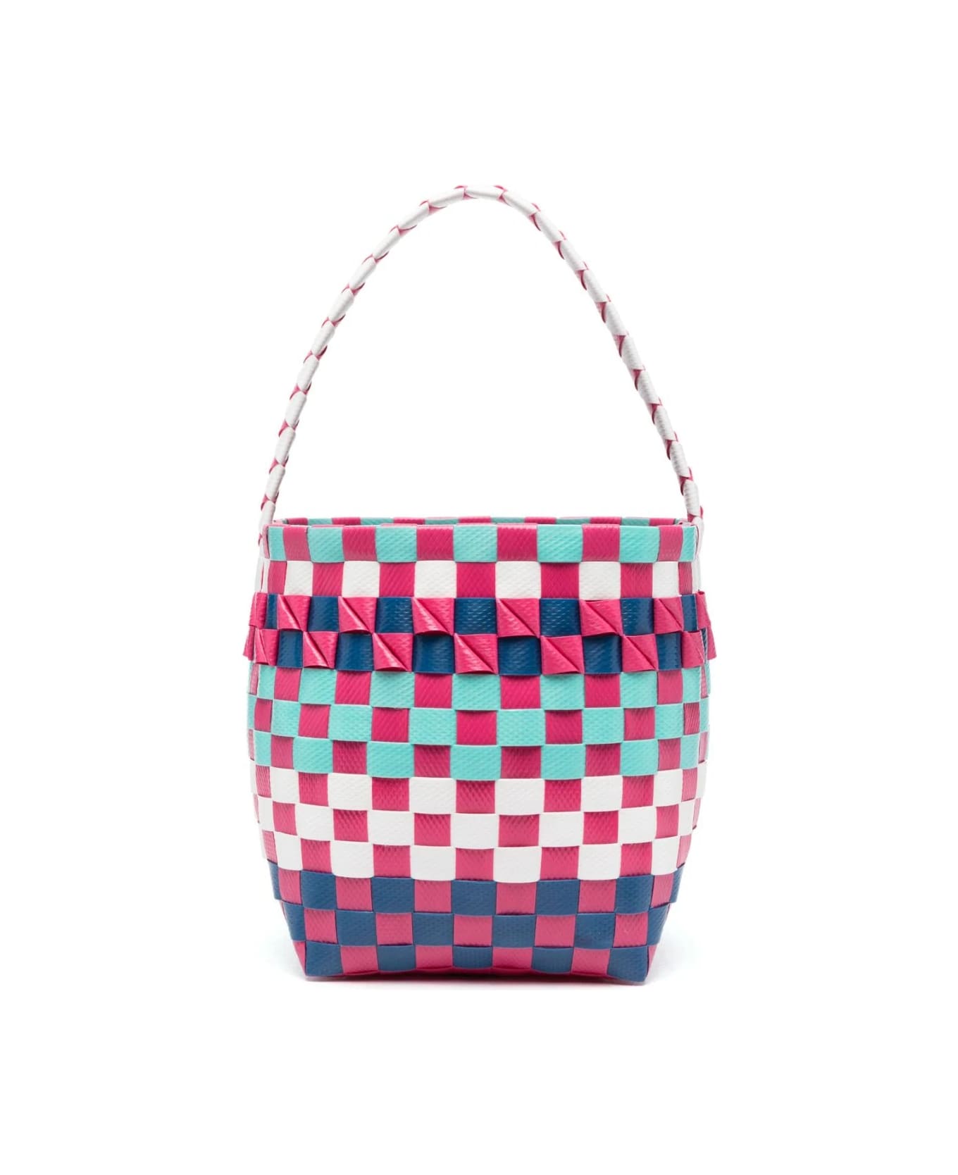Marni brushed Mini Woven Bag With Application - White