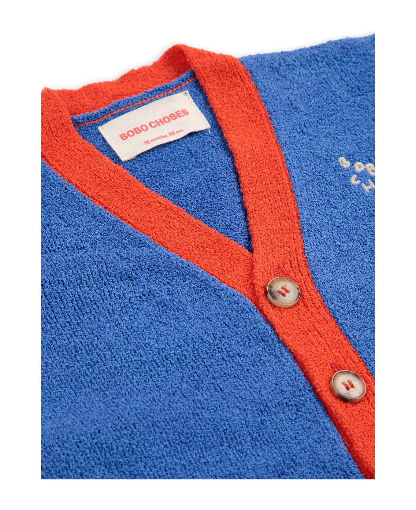 Bobo Choses Blue Cardigan For Baby Kids With Logo - Light Blue