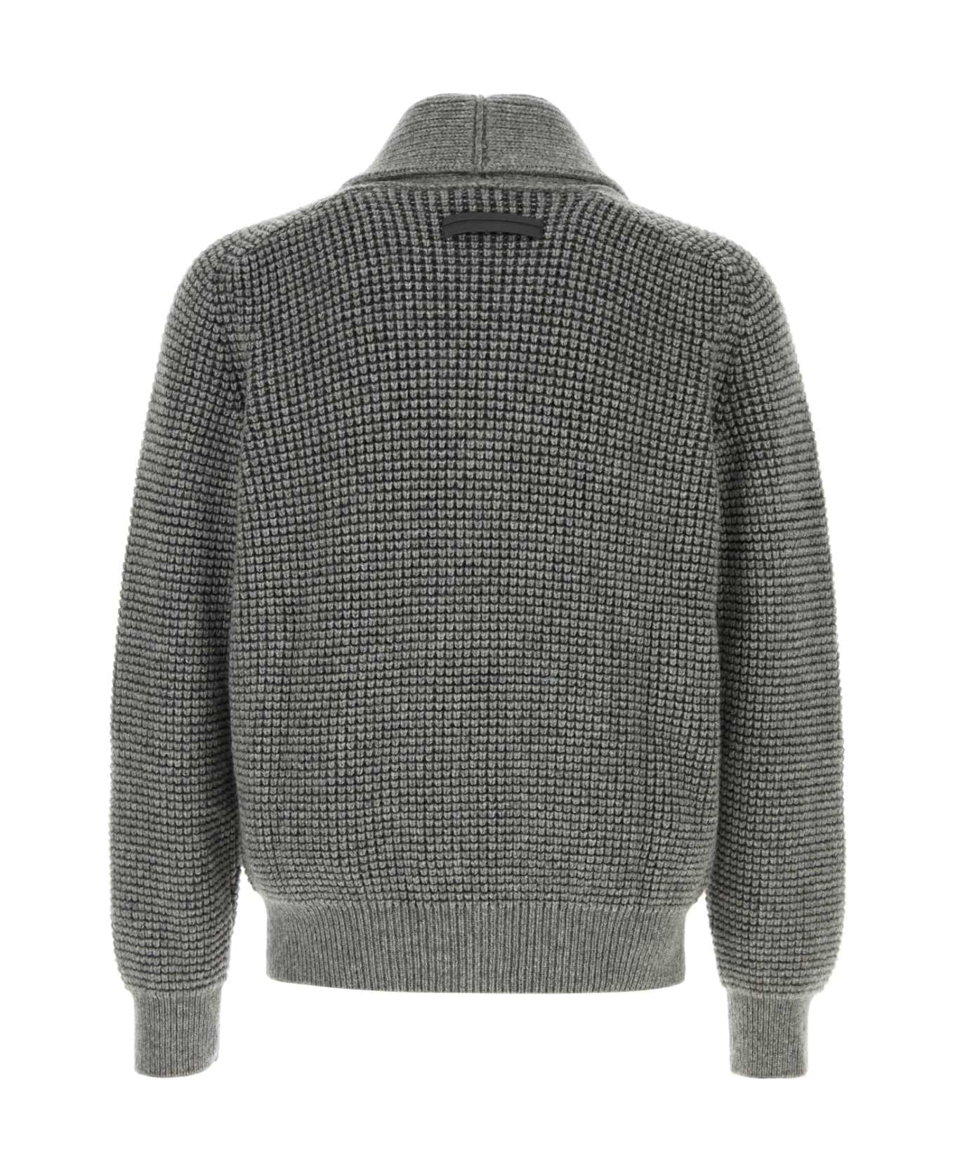 Zegna Dark Grey Cashmere Blend Cardigan - 200